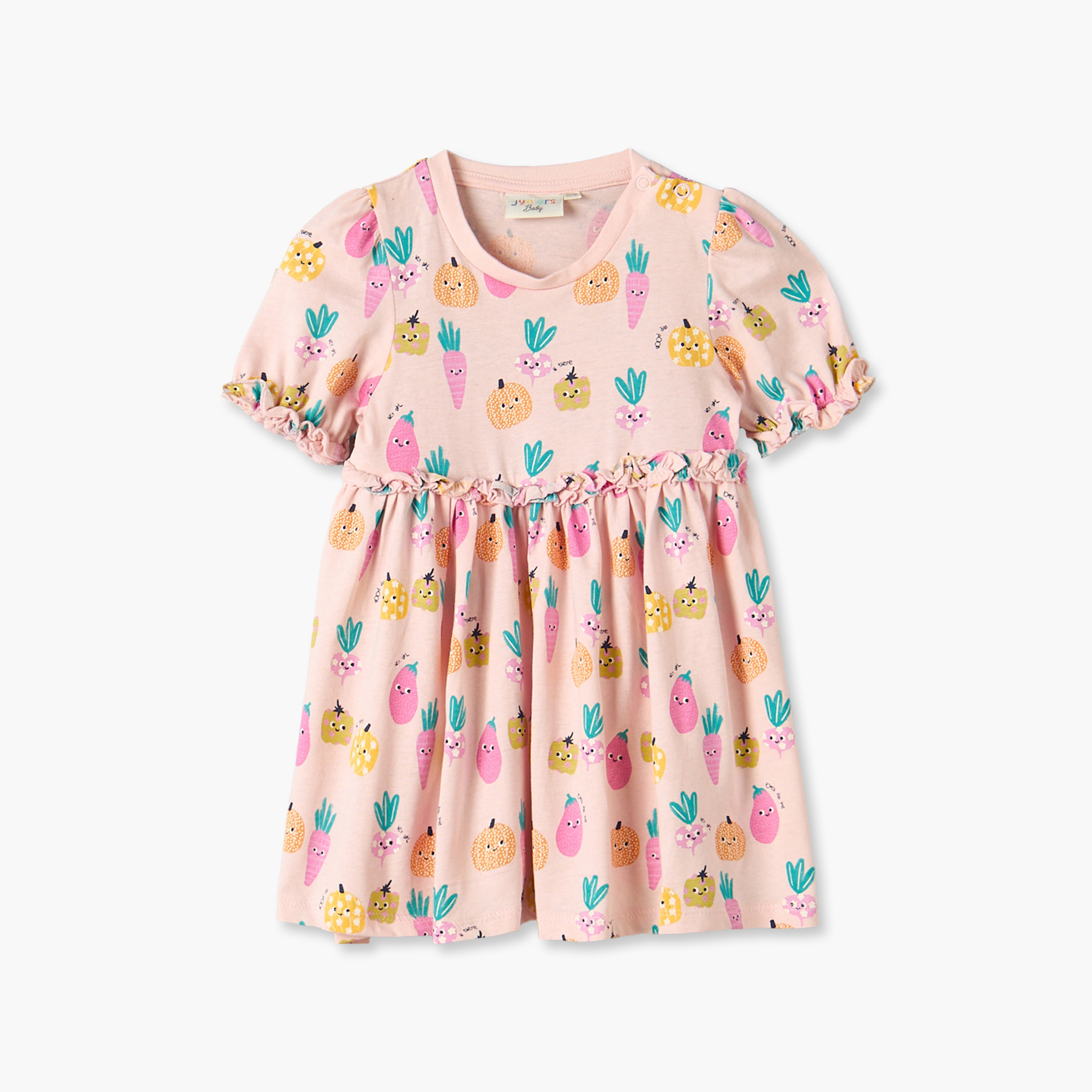 فستان طول الركبة برقبة مستديرة وأكمام قصيرة وطبعات من جونيورز - عبوة من قطعتين-baby-girls-clothing-dressesandjumpsuits-image-3