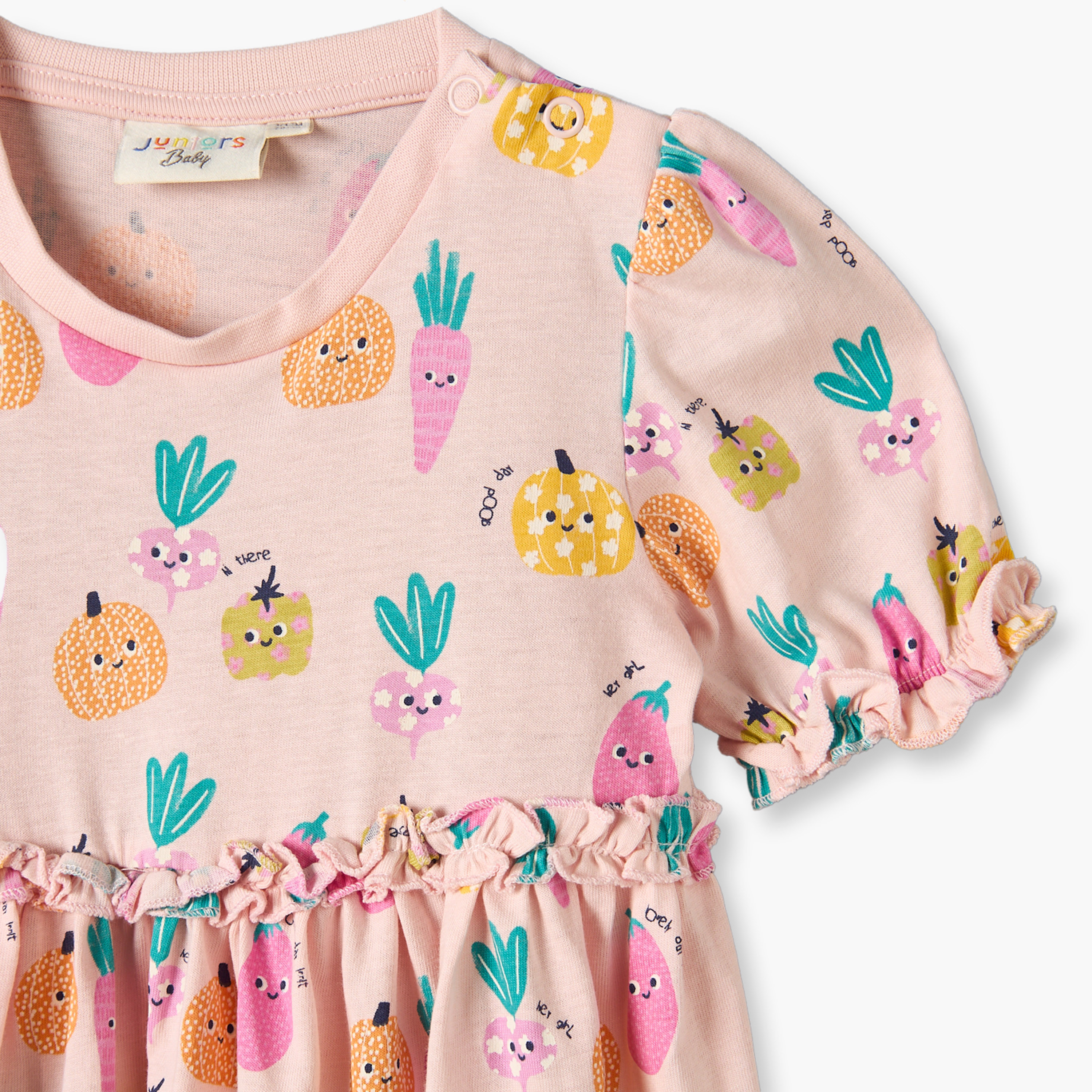 فستان طول الركبة برقبة مستديرة وأكمام قصيرة وطبعات من جونيورز - عبوة من قطعتين-baby-girls-clothing-dressesandjumpsuits-image-7