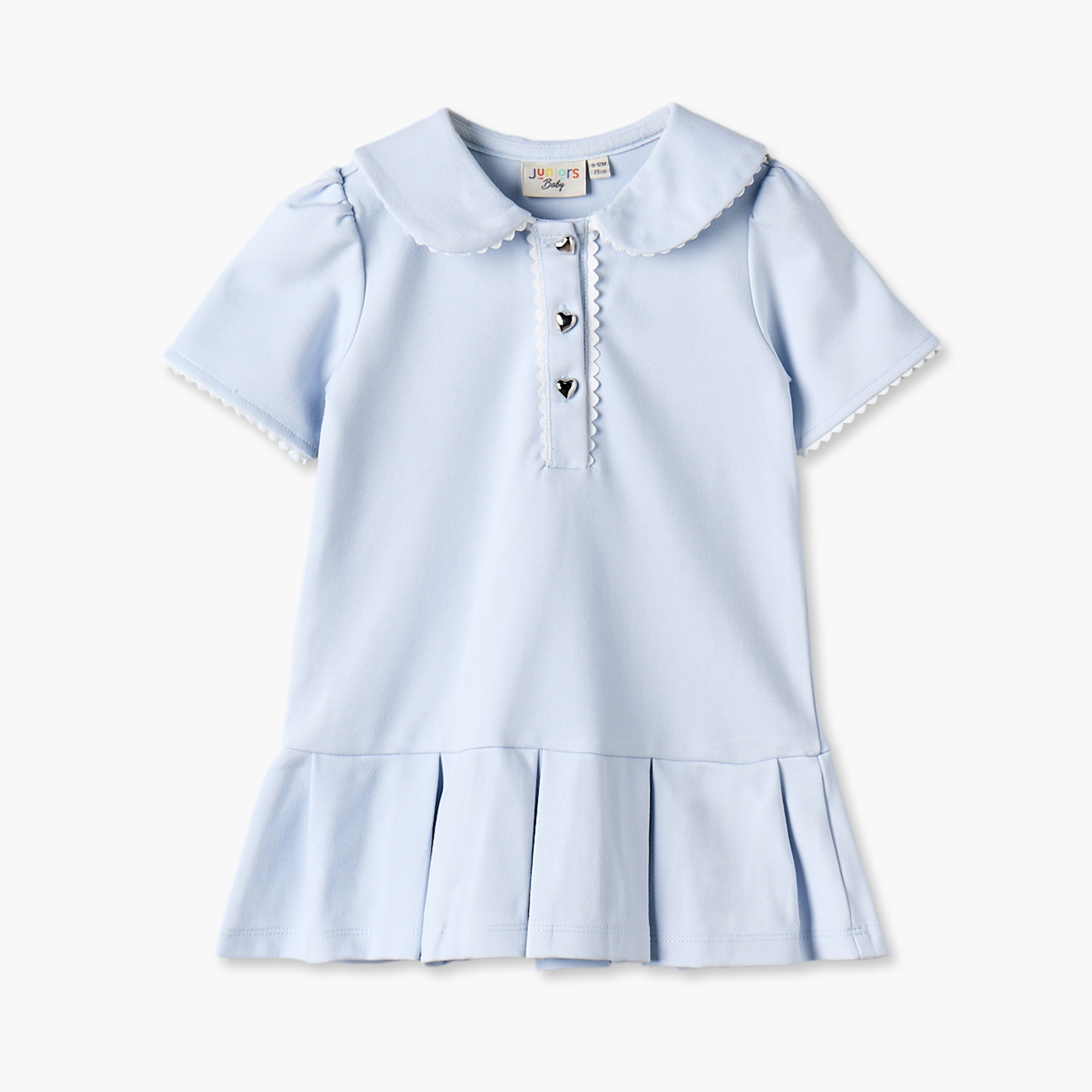Juniors Peter Pan Collar Short Sleeves Drop Waist Dress with Lace Trim-baby-girls-clothing-dressesandjumpsuits-image-2