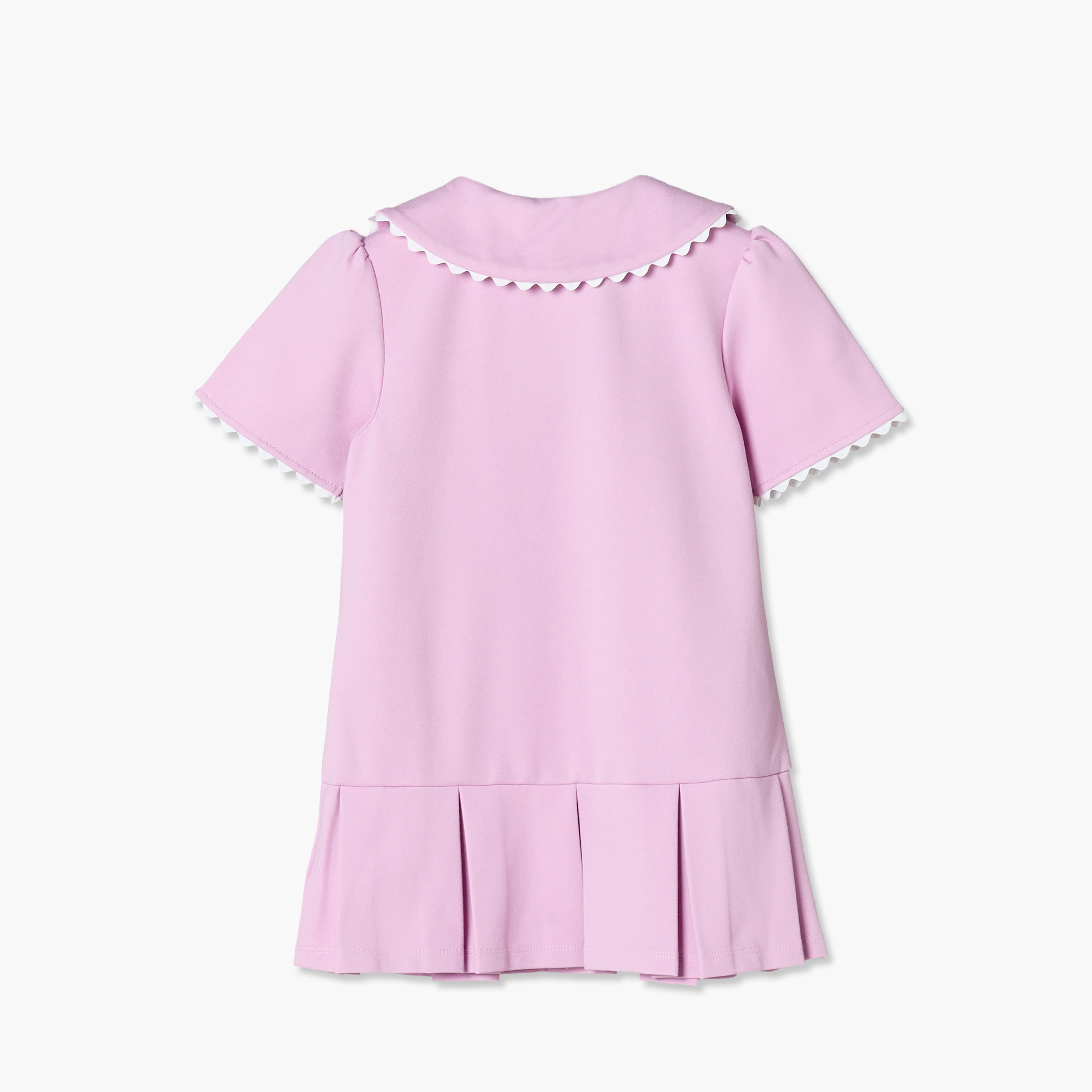 فستان بطول الركبة وياقة وأكمام قصيرة وخصر منسدل وطبعات من جونيورز-baby-girls-clothing-dressesandjumpsuits-image-2