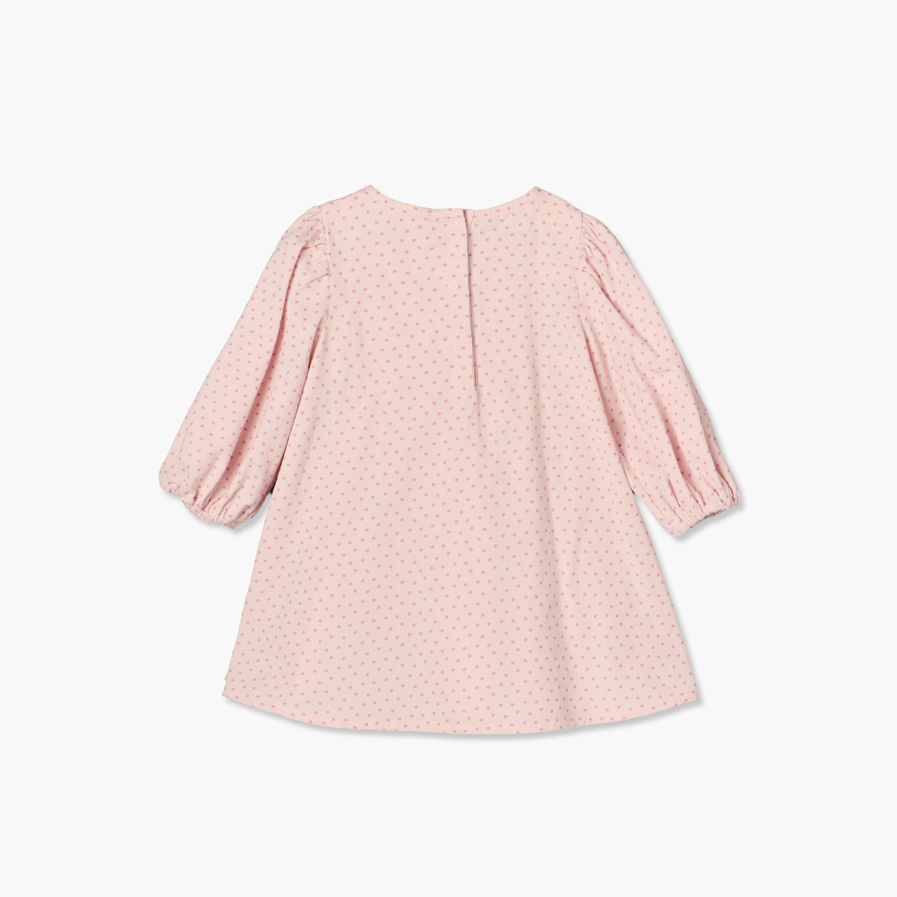 Juniors Round Neck Long Sleeves Knee Length Dress with Polka Dot Print-baby-girls-clothing-dressesandjumpsuits-image-3