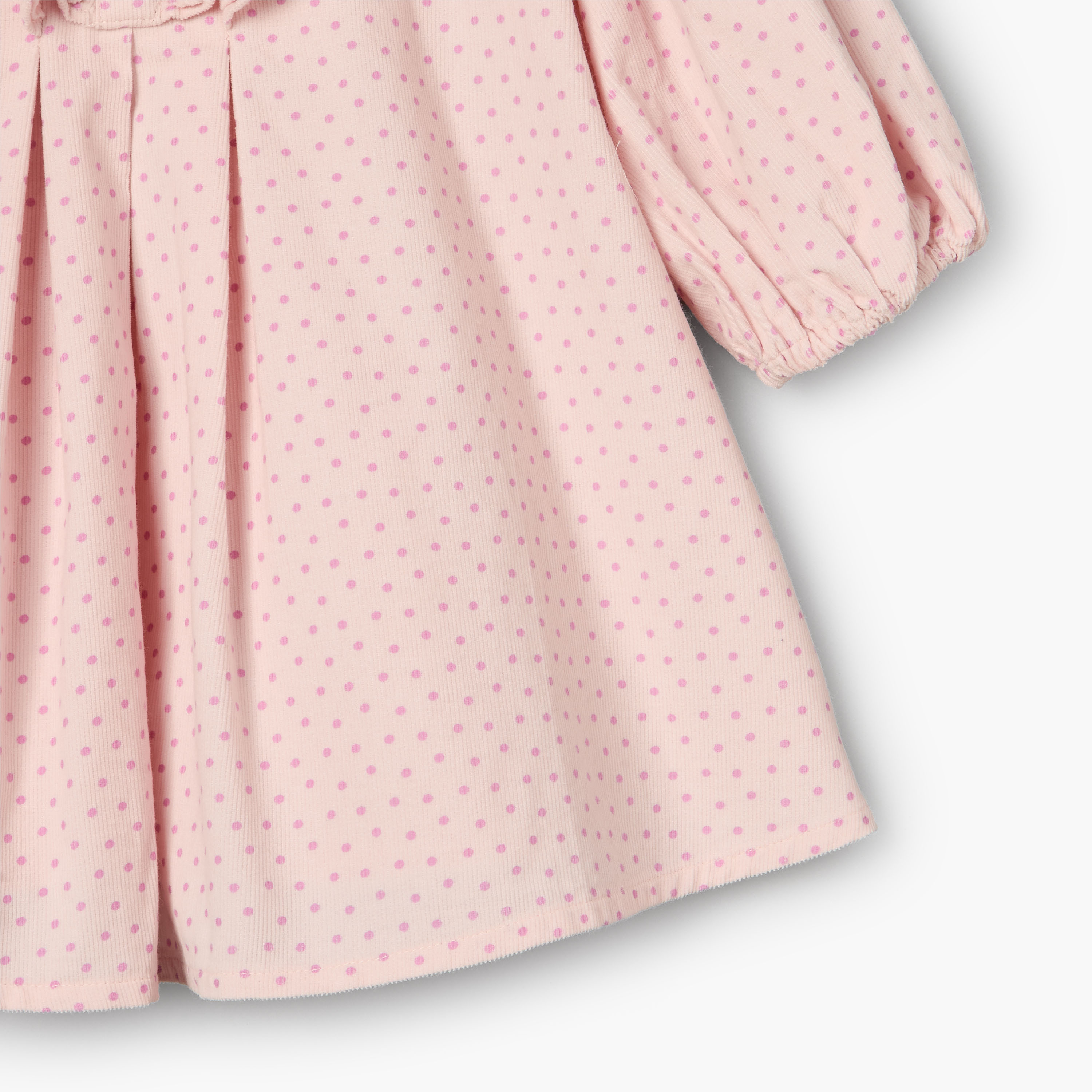 Juniors Round Neck Long Sleeves Knee Length Dress with Polka Dot Print-baby-girls-clothing-dressesandjumpsuits-image-5