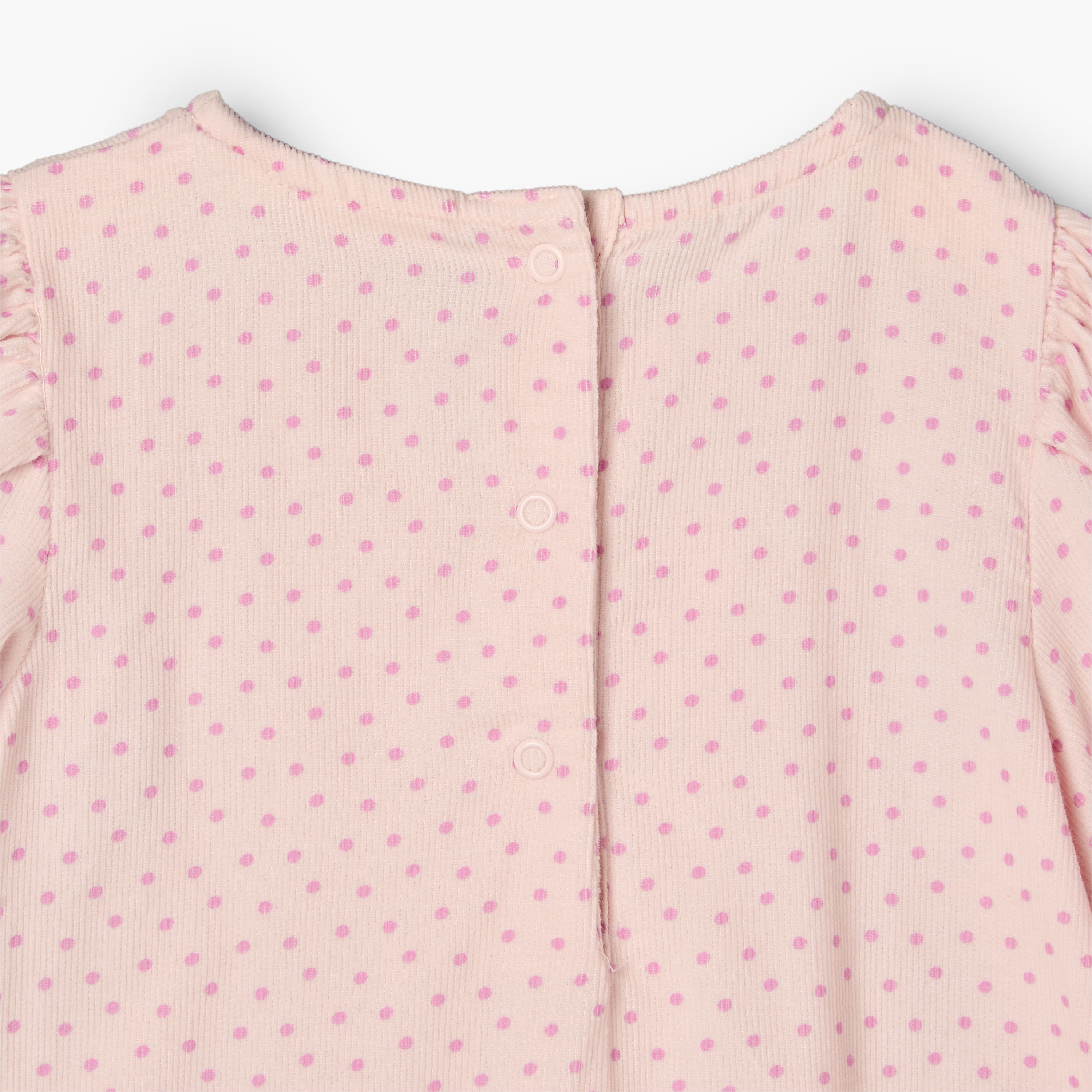 Juniors Round Neck Long Sleeves Knee Length Dress with Polka Dot Print-baby-girls-clothing-dressesandjumpsuits-image-6