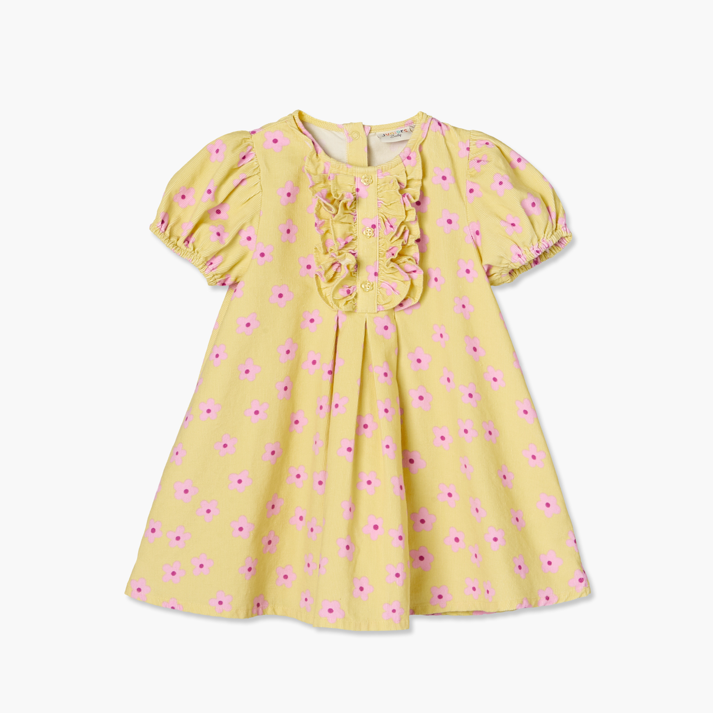 فستان بياقة مستديرة بأكمام قصيرة بطول الركبة بطبعات زهور من جونيورز-baby-girls-clothing-dressesandjumpsuits-image-1