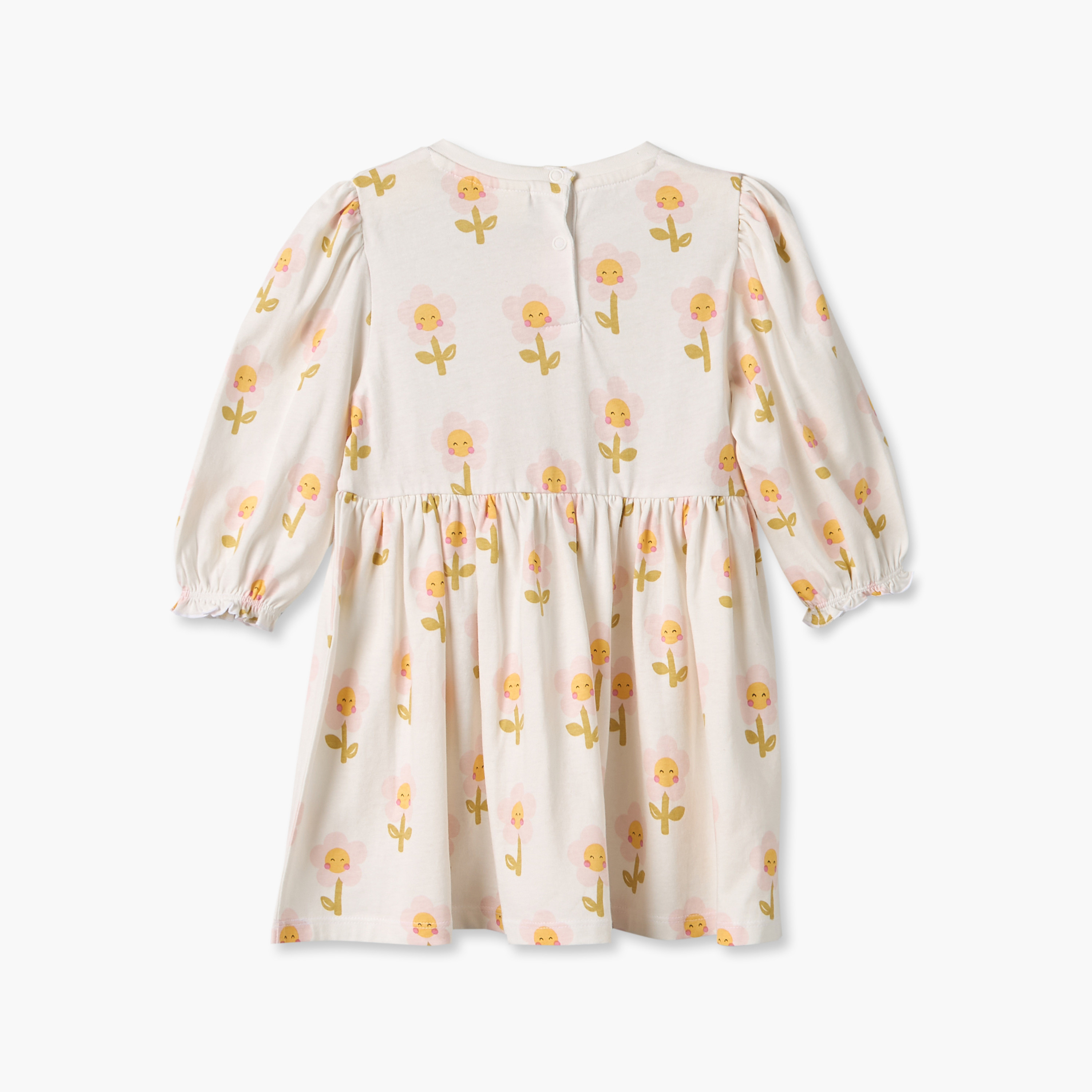 فستان طول الركبة بياقة مستديرة وأكمام طويلة وطبعات من جونيورز-baby-girls-clothing-dressesandjumpsuits-image-3