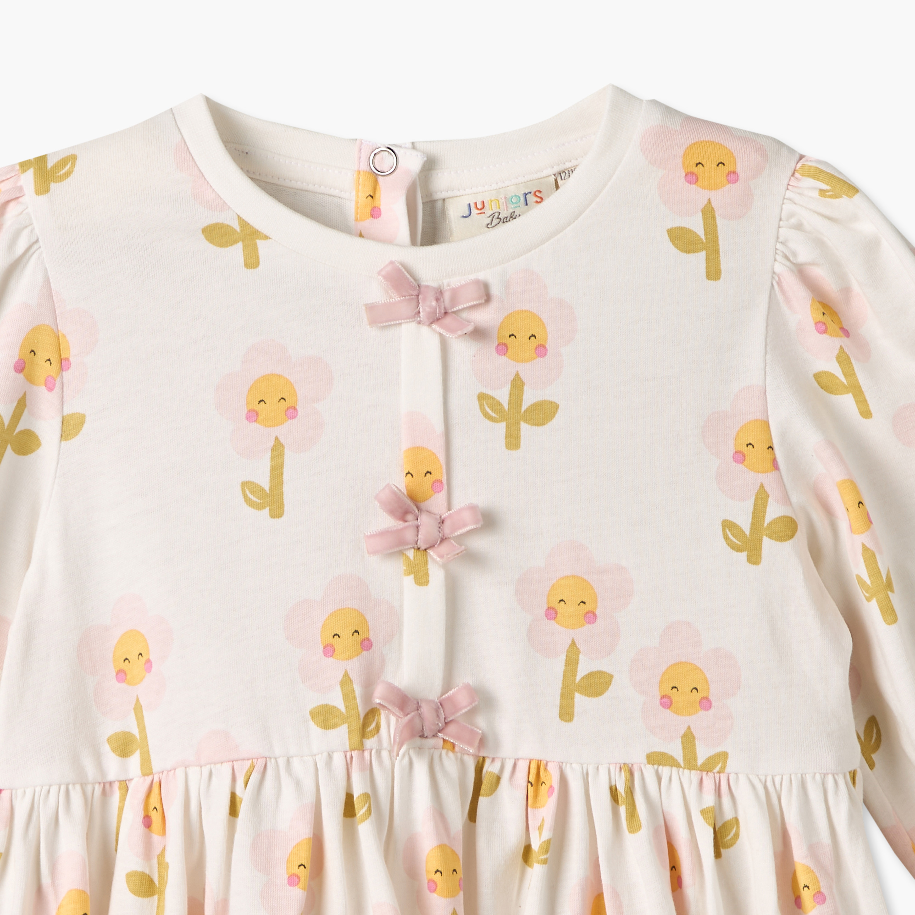 فستان طول الركبة بياقة مستديرة وأكمام طويلة وطبعات من جونيورز-baby-girls-clothing-dressesandjumpsuits-image-4