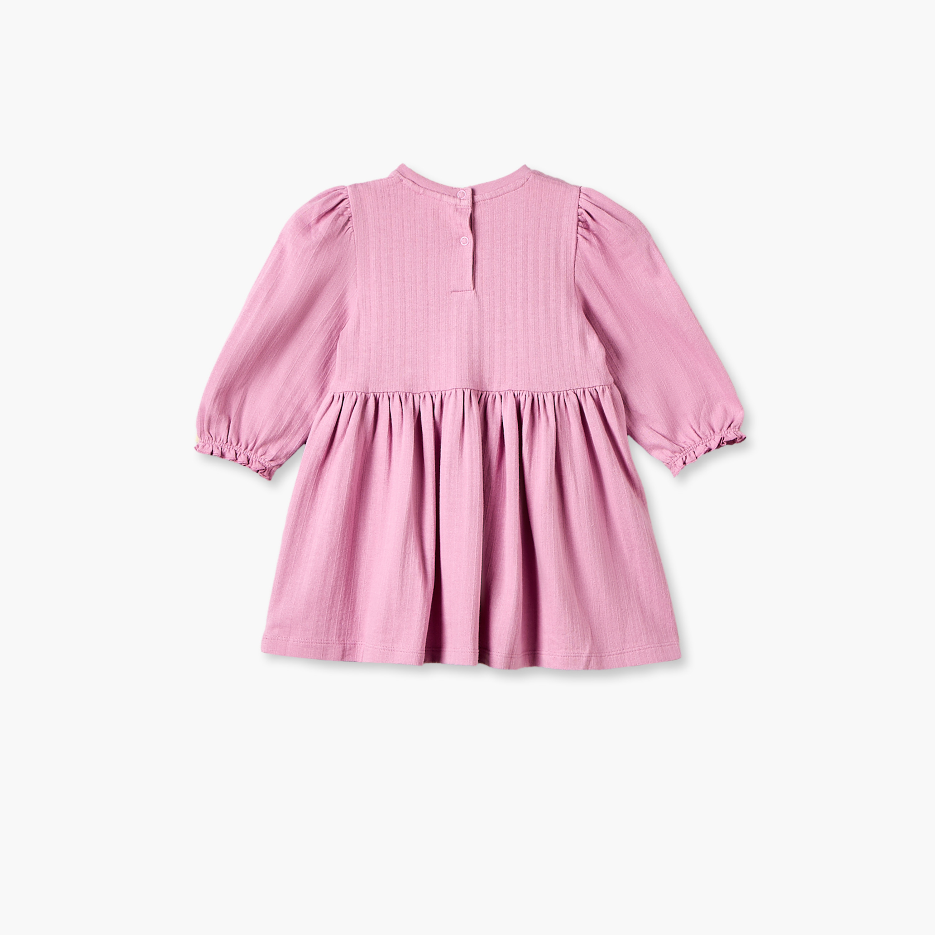 Juniors Round Neck Long Sleeves Knee Length Dress with Bow Detail-baby-girls-clothing-dressesandjumpsuits-image-2