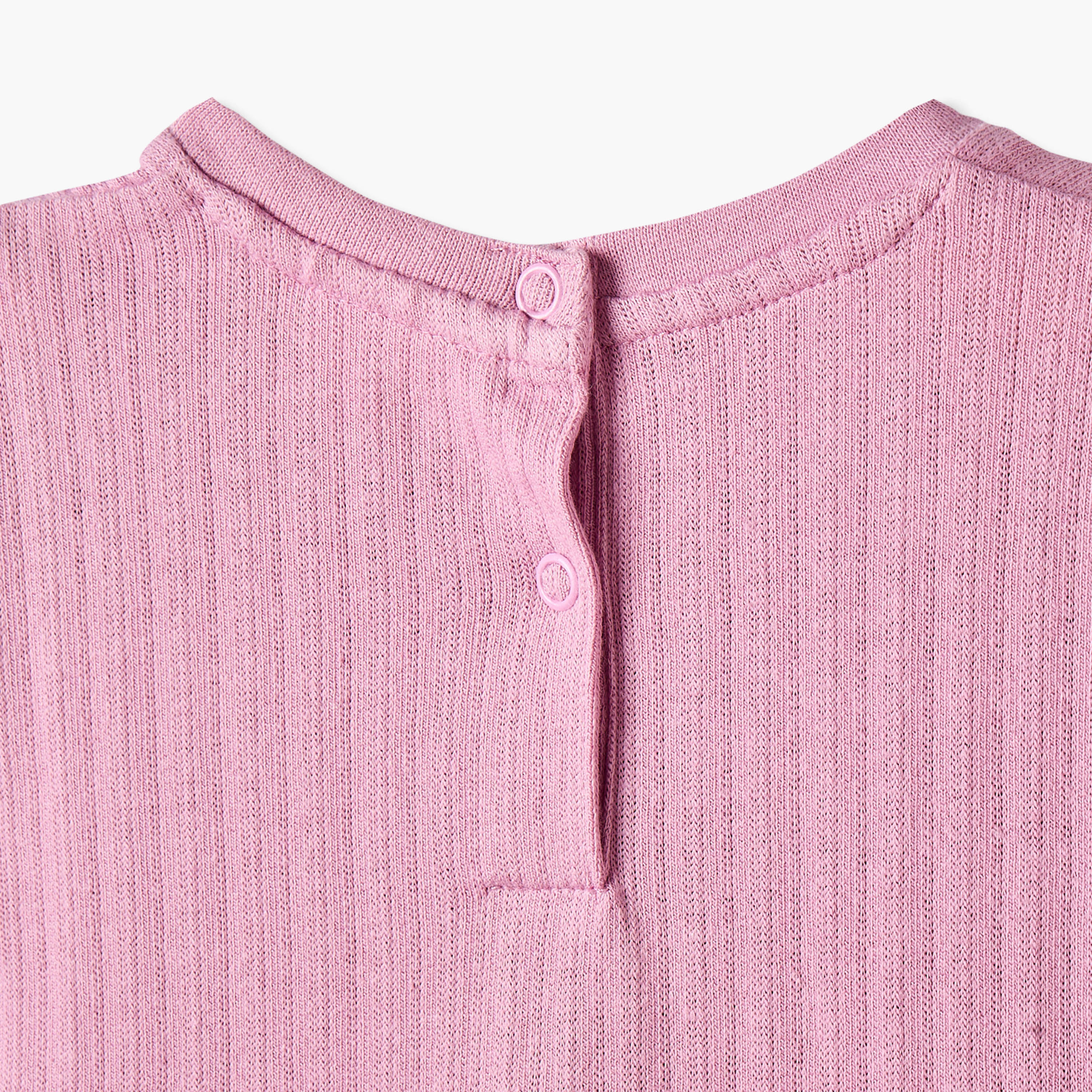 Juniors Round Neck Long Sleeves Knee Length Dress with Bow Detail-baby-girls-clothing-dressesandjumpsuits-image-4