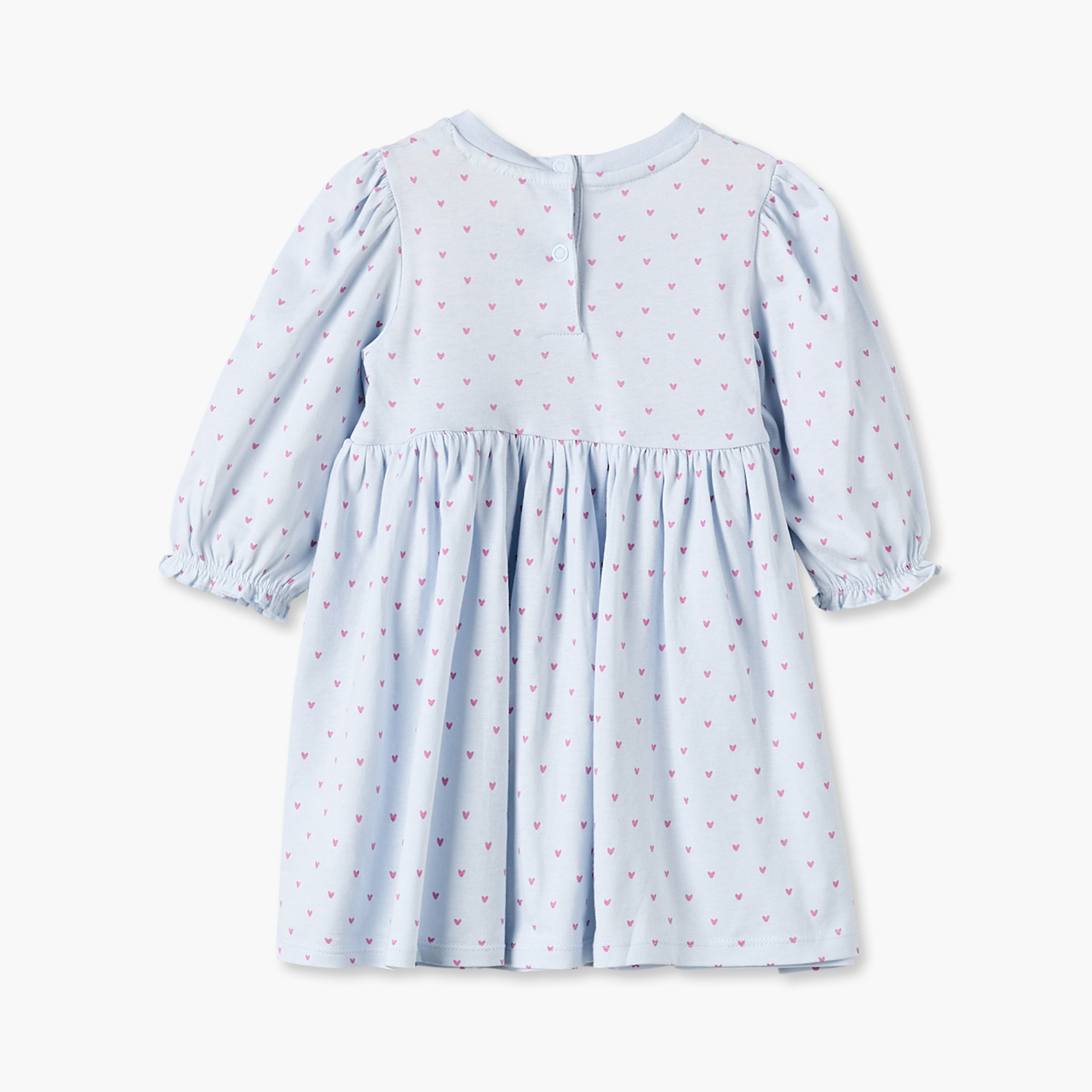 فستان بطول الركبة وياقة مستديرة وأكمام طويلة وطبعات قلب من جونيورز-baby-girls-clothing-dressesandjumpsuits-image-3