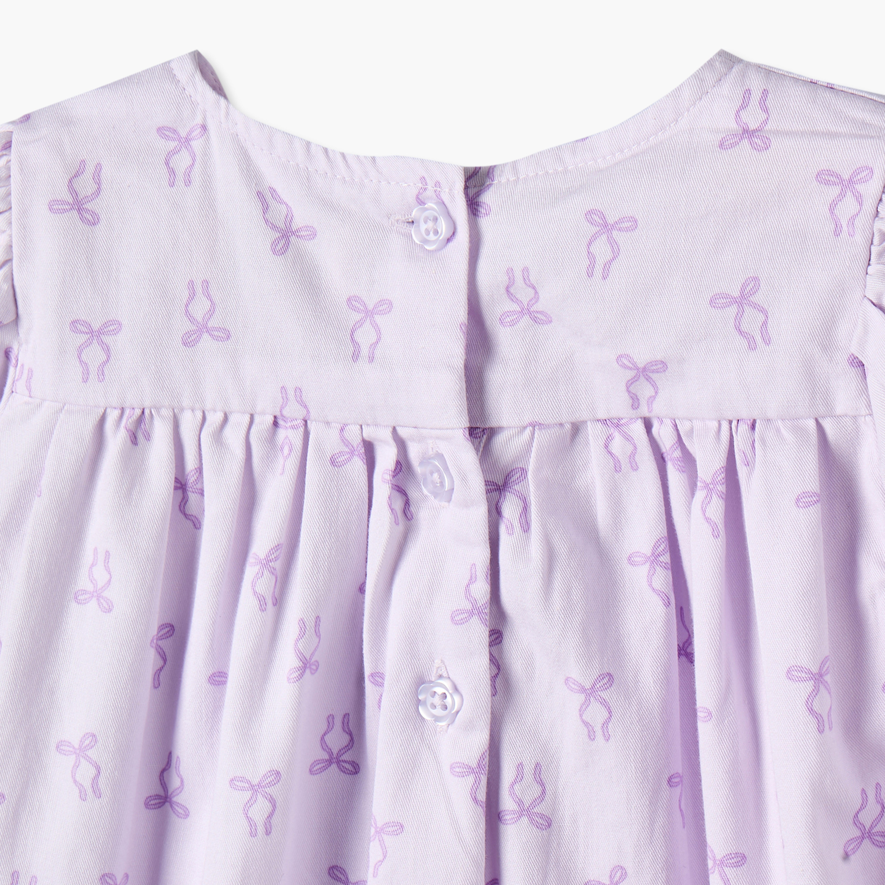 فستان بياقة مستديرة وأكمام طويلة بطول الركبة وطبعات الفيونكات من جونيورز-baby-girls-clothing-dressesandjumpsuits-image-4