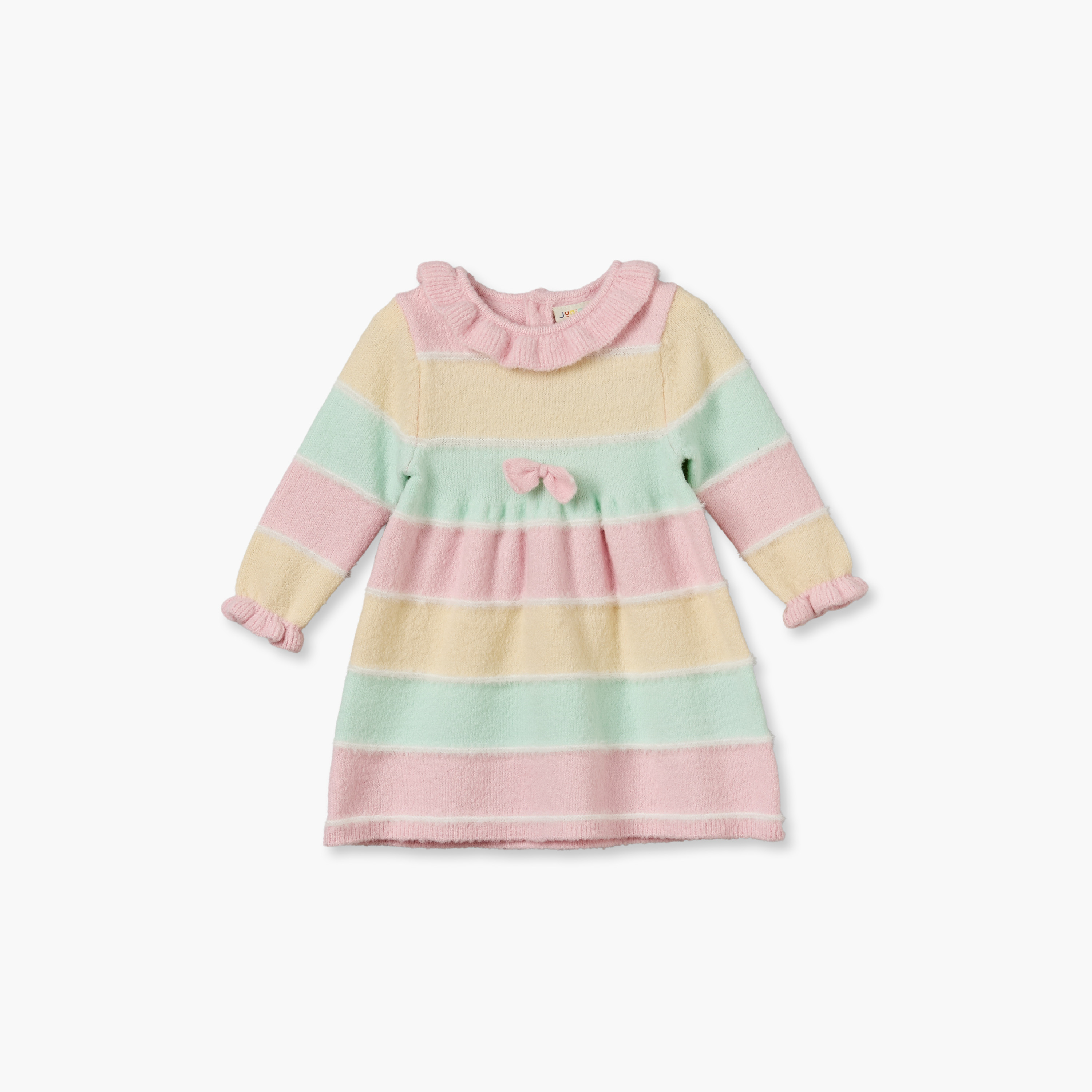 فستان إيه لاين بطول الركبة وياقة وأكمام طويلة مع كولون من جونيورز-baby-girls-clothing-winterwear-dresses-image-3