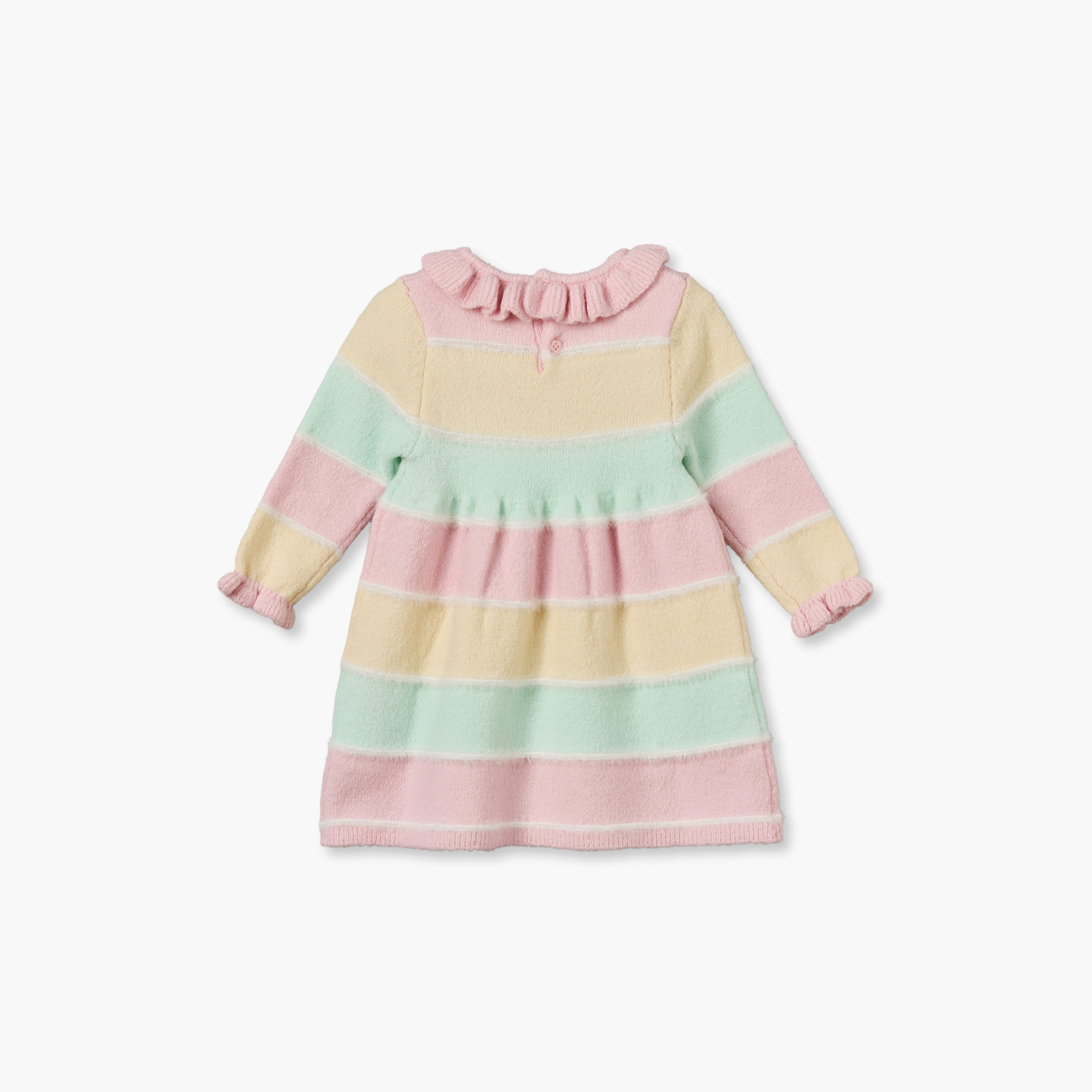 فستان إيه لاين بطول الركبة وياقة وأكمام طويلة مع كولون من جونيورز-baby-girls-clothing-winterwear-dresses-image-4