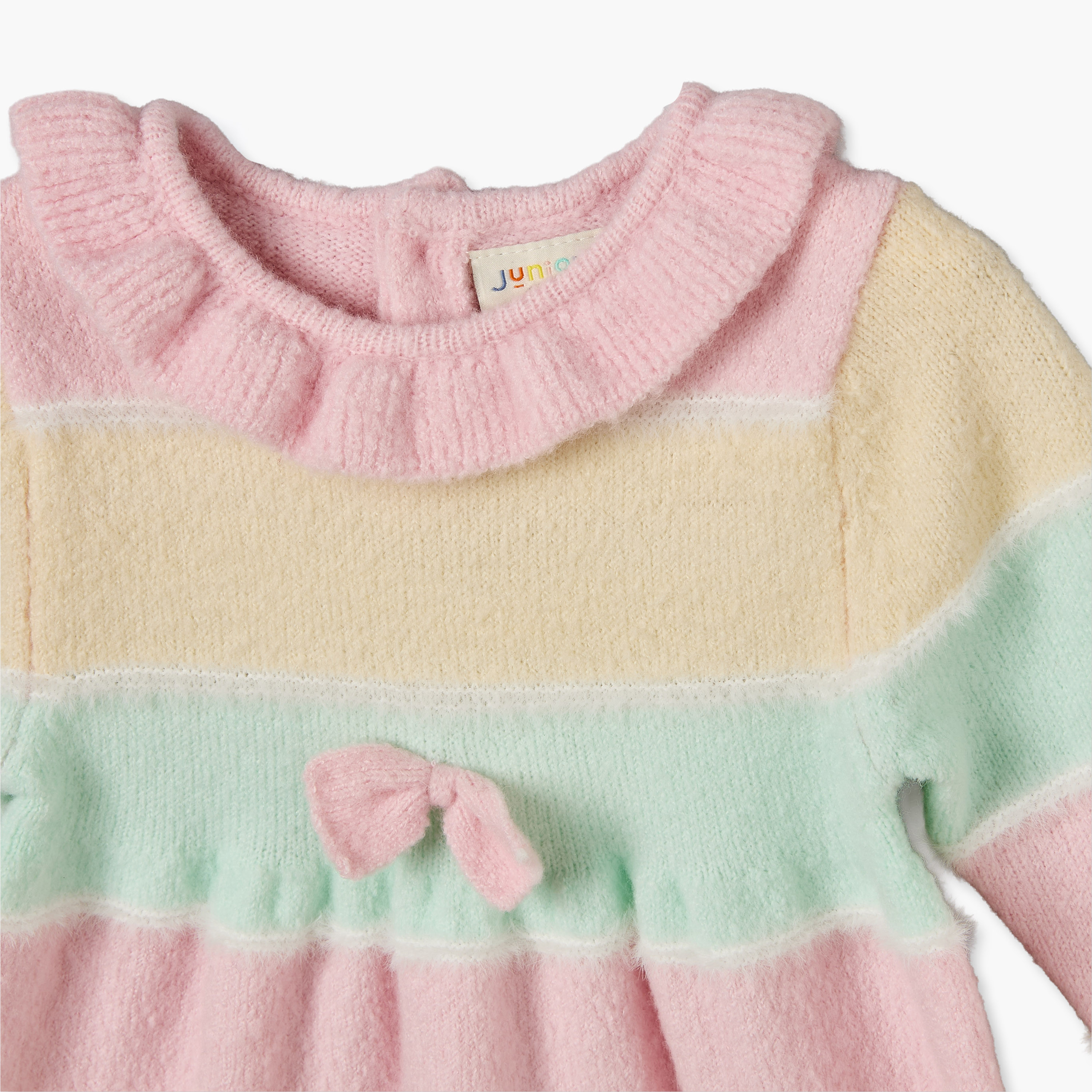 فستان إيه لاين بطول الركبة وياقة وأكمام طويلة مع كولون من جونيورز-baby-girls-clothing-winterwear-dresses-image-6