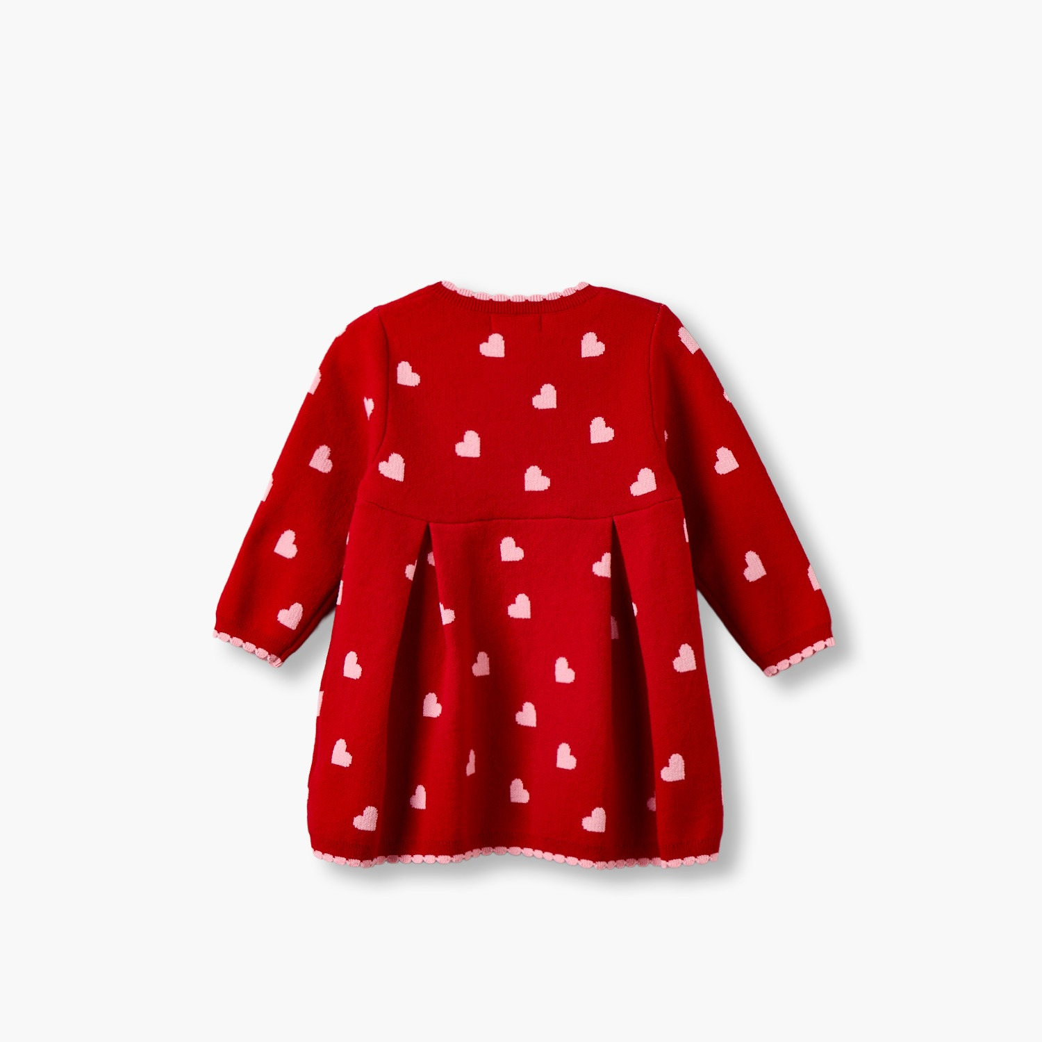 Juniors Round Neck Long Sleeves Knee Length A-line Dress with Heart Print-baby-girls-clothing-dressesandjumpsuits-image-2