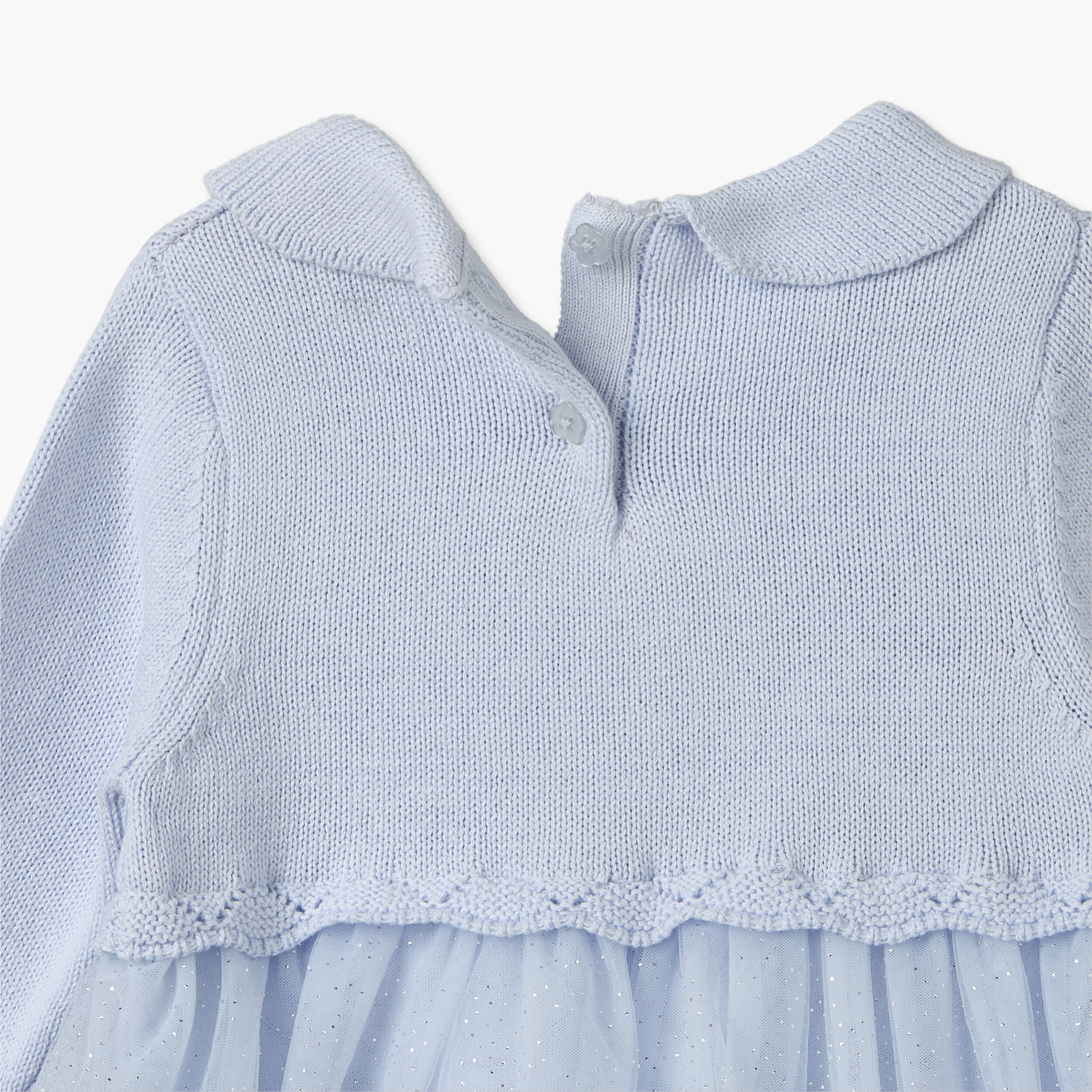 Juniors Peter Pan Collar Long Sleeves Knee Length Dress with Floral Applique-baby-girls-clothing-dressesandjumpsuits-image-7