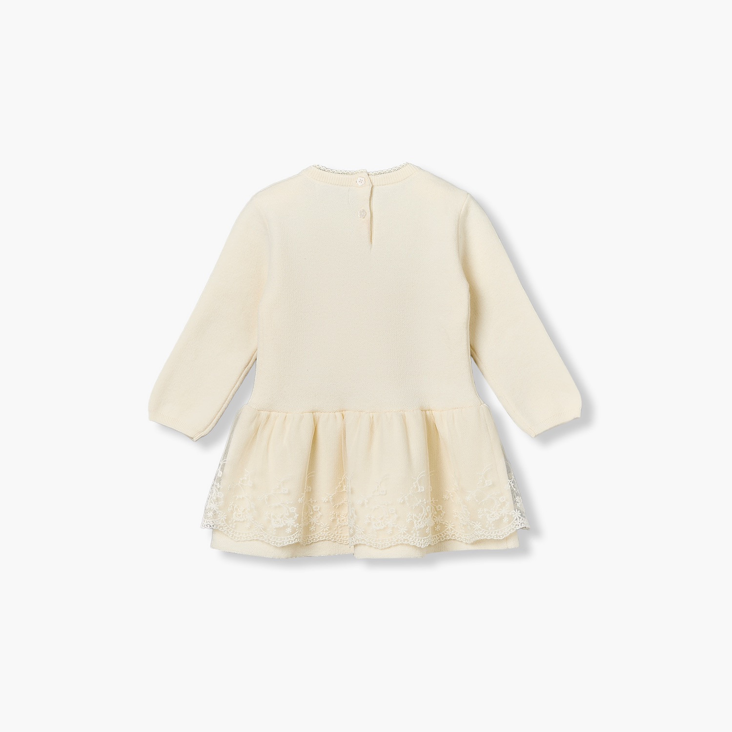Juniors Round Neck Long Sleeves Knee Length A-line Dress with Applique-baby-girls-clothing-dressesandjumpsuits-image-3