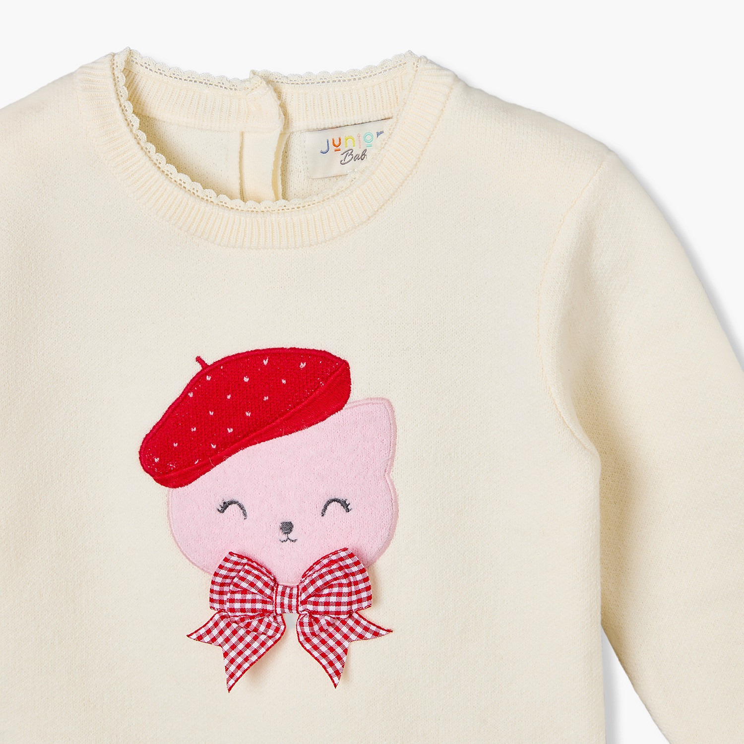 Juniors Round Neck Long Sleeves Knee Length A-line Dress with Applique-baby-girls-clothing-dressesandjumpsuits-image-4