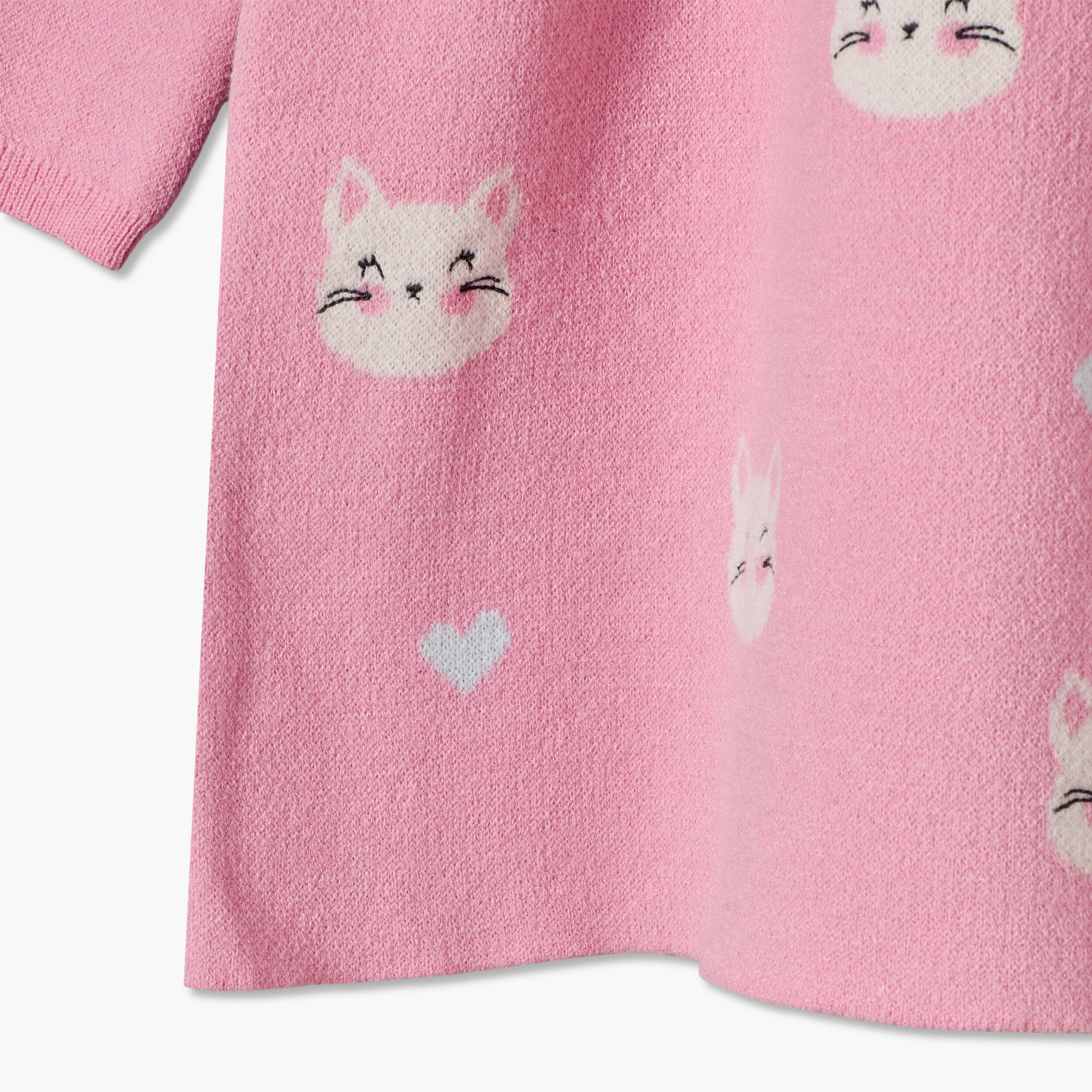 Juniors Peter Pan Collar Long Sleeves Midi Length A-line Dress and Tights with Cat Print-baby-girls-clothing-dressesandjumpsuits-image-7