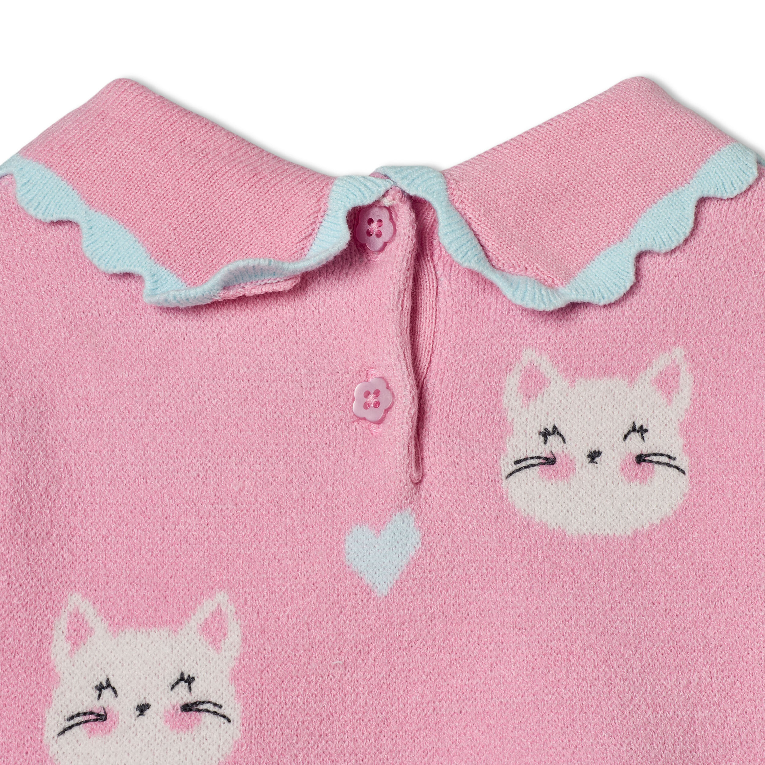 Juniors Peter Pan Collar Long Sleeves Midi Length A-line Dress and Tights with Cat Print-baby-girls-clothing-dressesandjumpsuits-image-8
