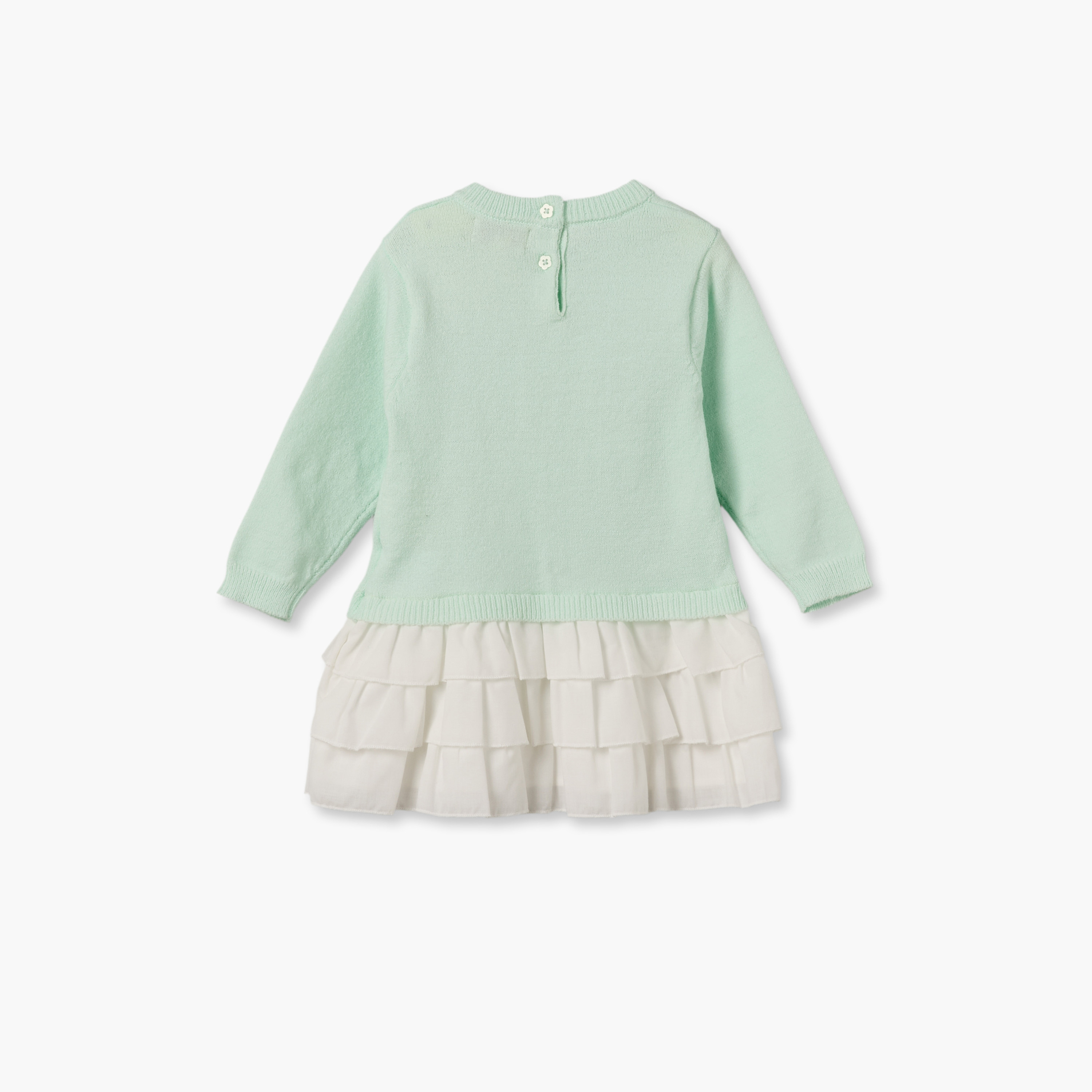 Juniors Round Neck Long Sleeves Knee Length Dress with Tights-baby-girls-clothing-dressesandjumpsuits-image-4