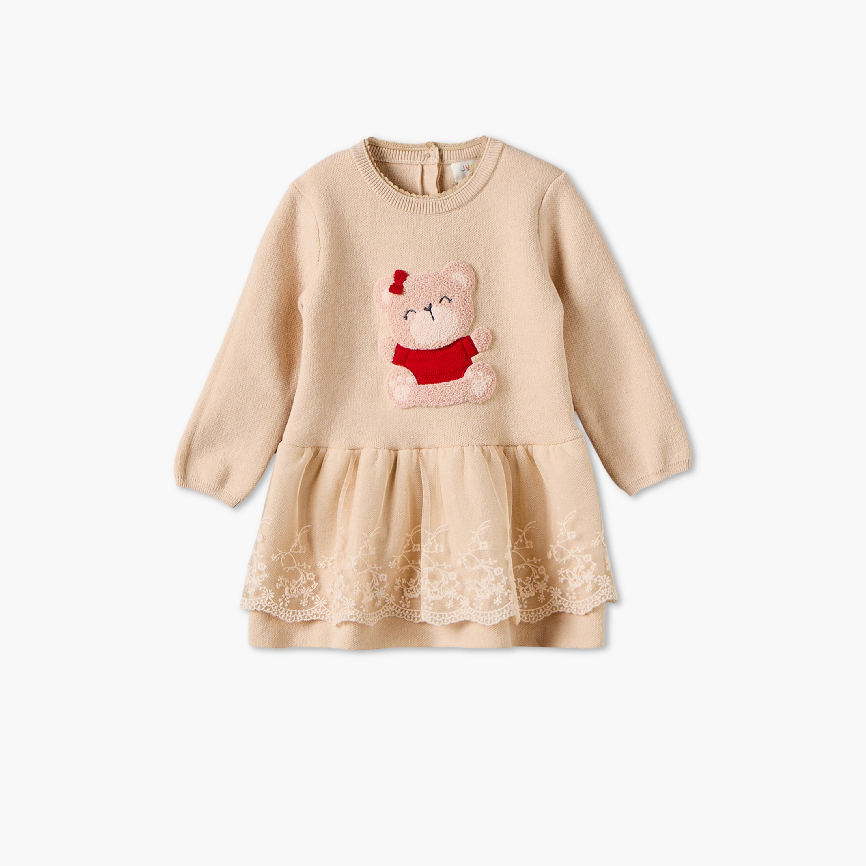 Set of 2 Juniors Round Neck Long Sleeves Knee Length Dress with Tights-baby-girls-clothing-dressesandjumpsuits-image-3