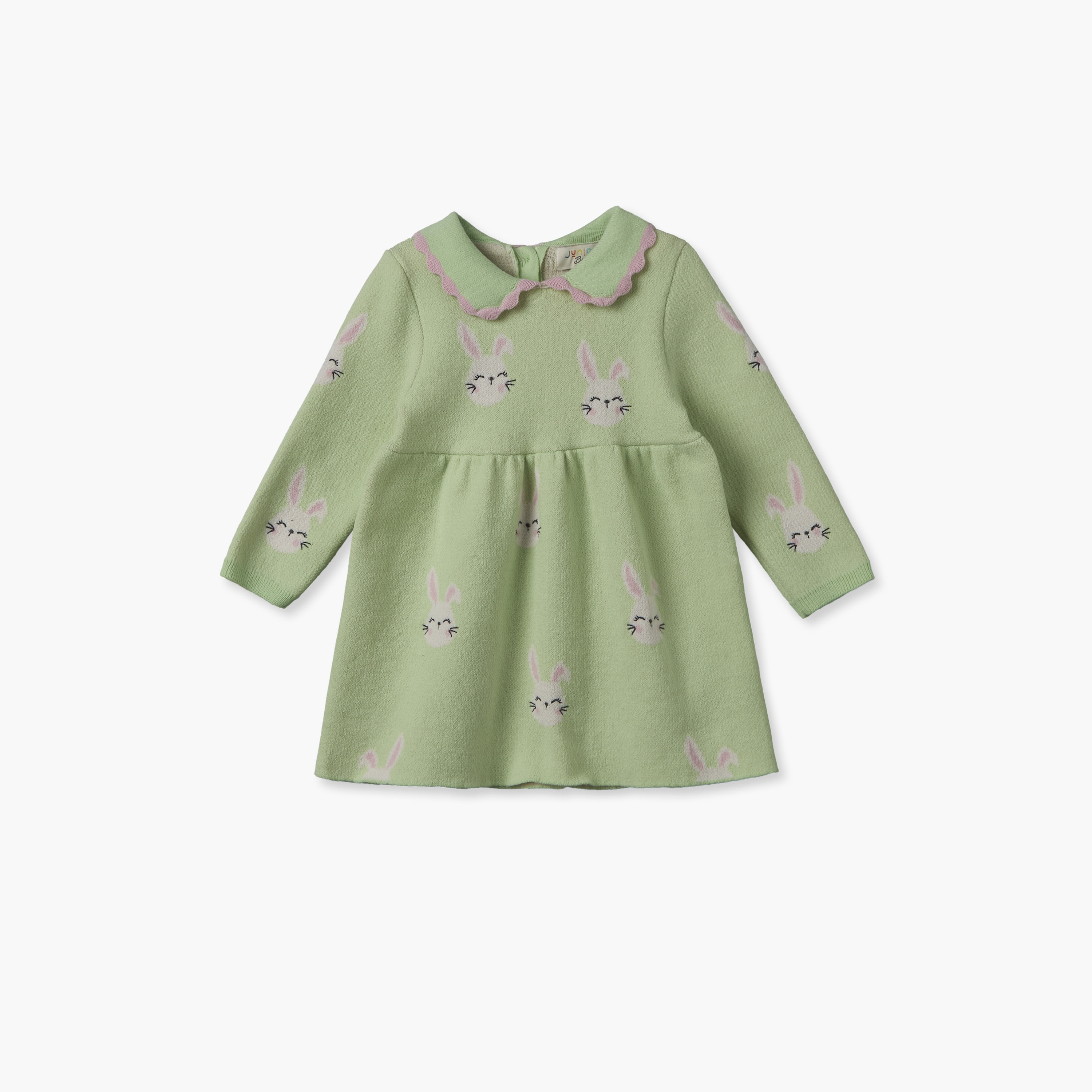 Juniors Peter Pan Collar Long Sleeves Midi Length A-line Dress and Tights with Cat Print-baby-girls-clothing-dressesandjumpsuits-image-3