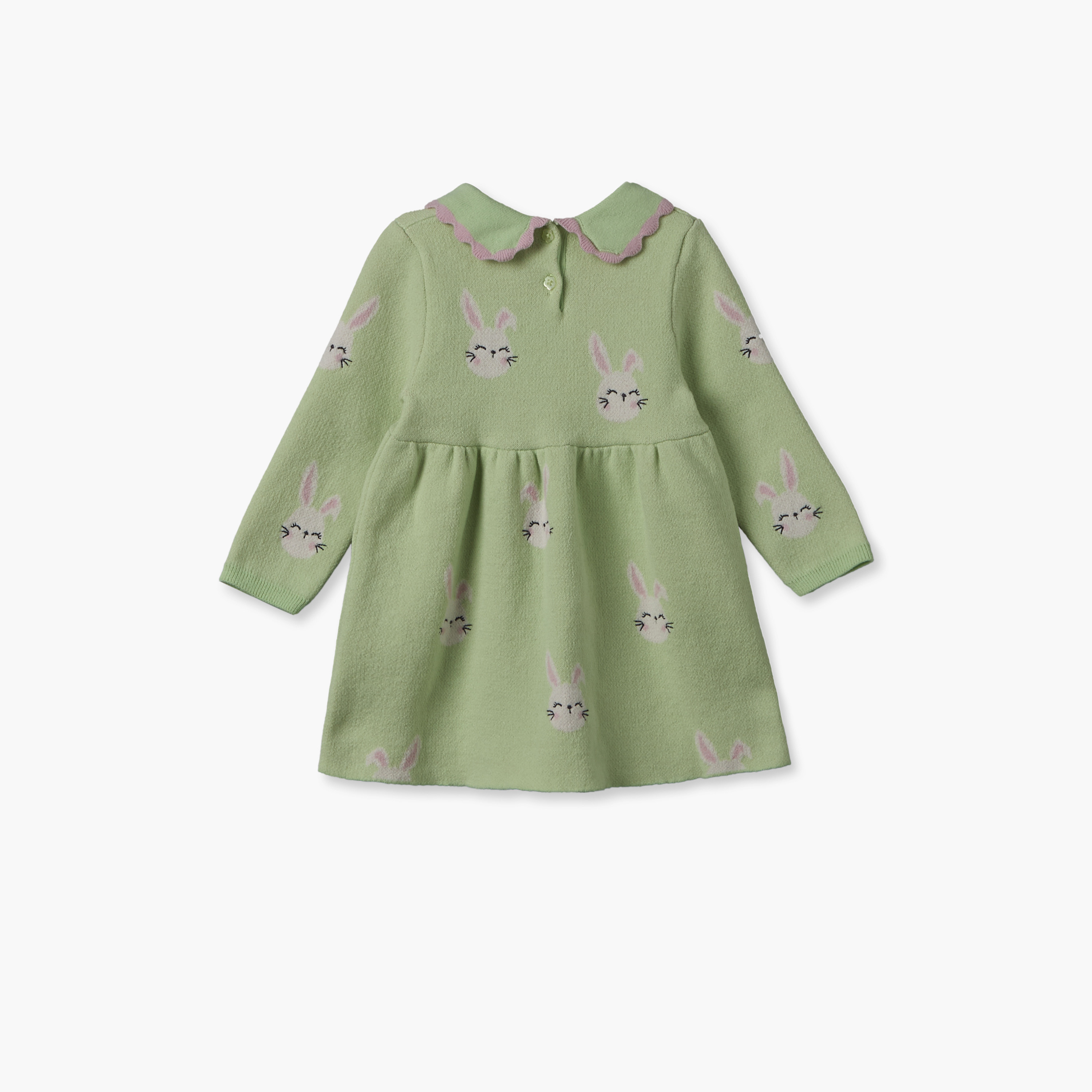 Juniors Peter Pan Collar Long Sleeves Midi Length A-line Dress and Tights with Cat Print-baby-girls-clothing-dressesandjumpsuits-image-4