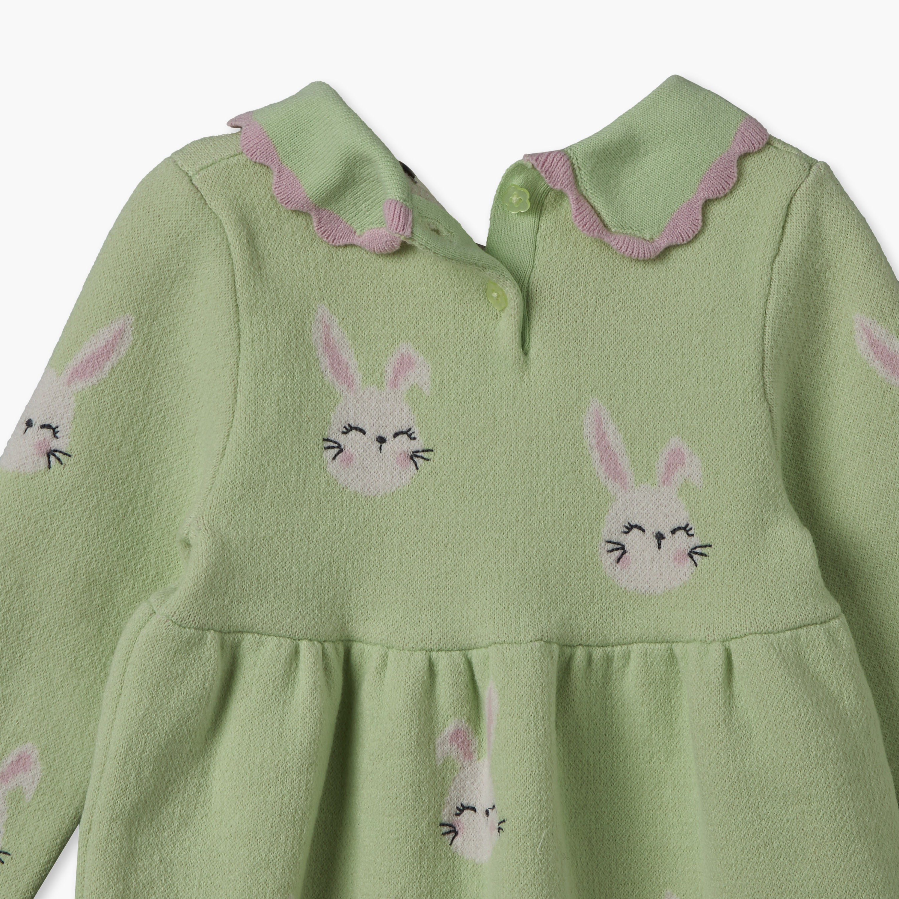 Juniors Peter Pan Collar Long Sleeves Midi Length A-line Dress and Tights with Cat Print-baby-girls-clothing-dressesandjumpsuits-image-6