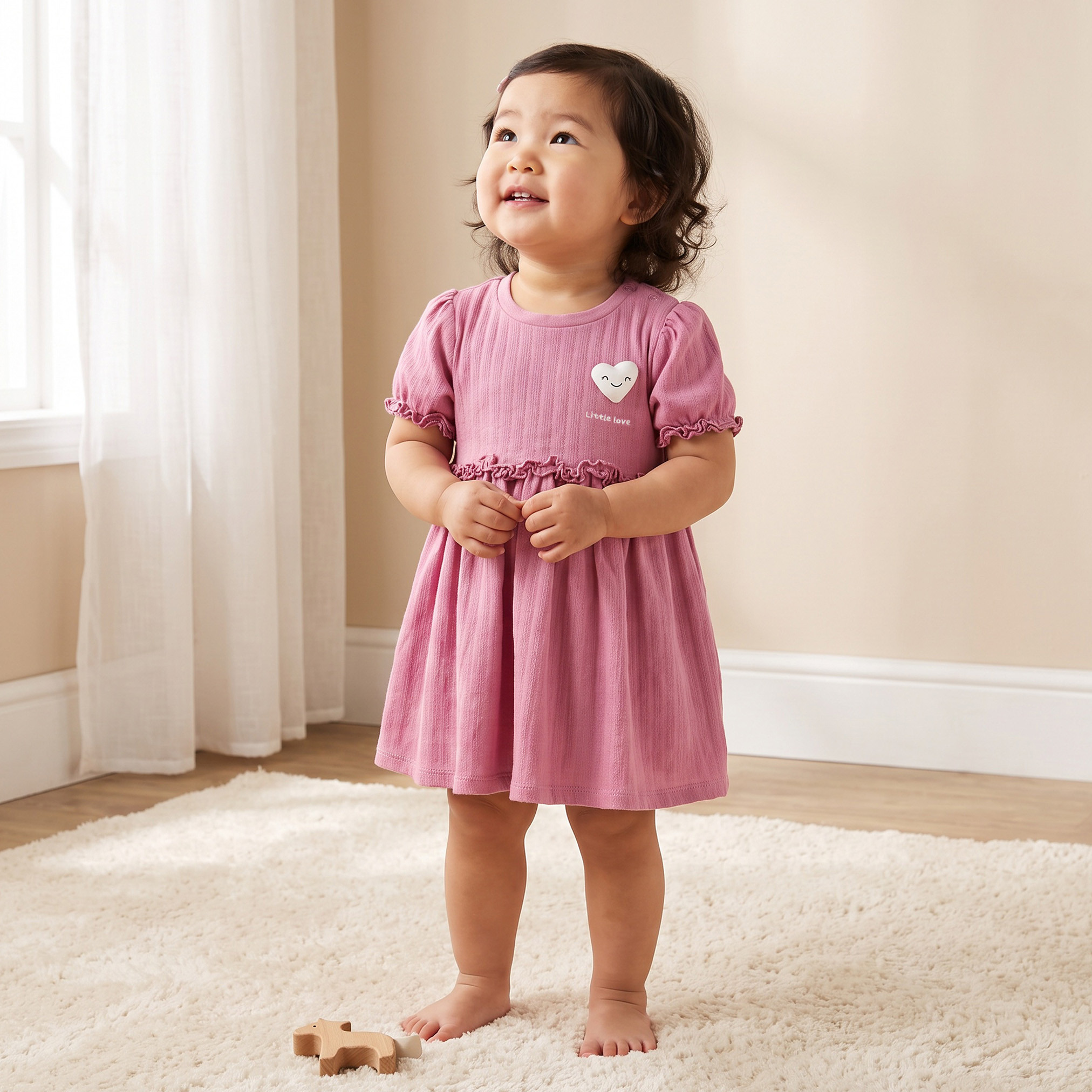 Pack of 2 Juniors Round Neck Short Sleeves Knee Length Dress with Ruffled Detail-baby-girls-clothing-dressesandjumpsuits-image-2
