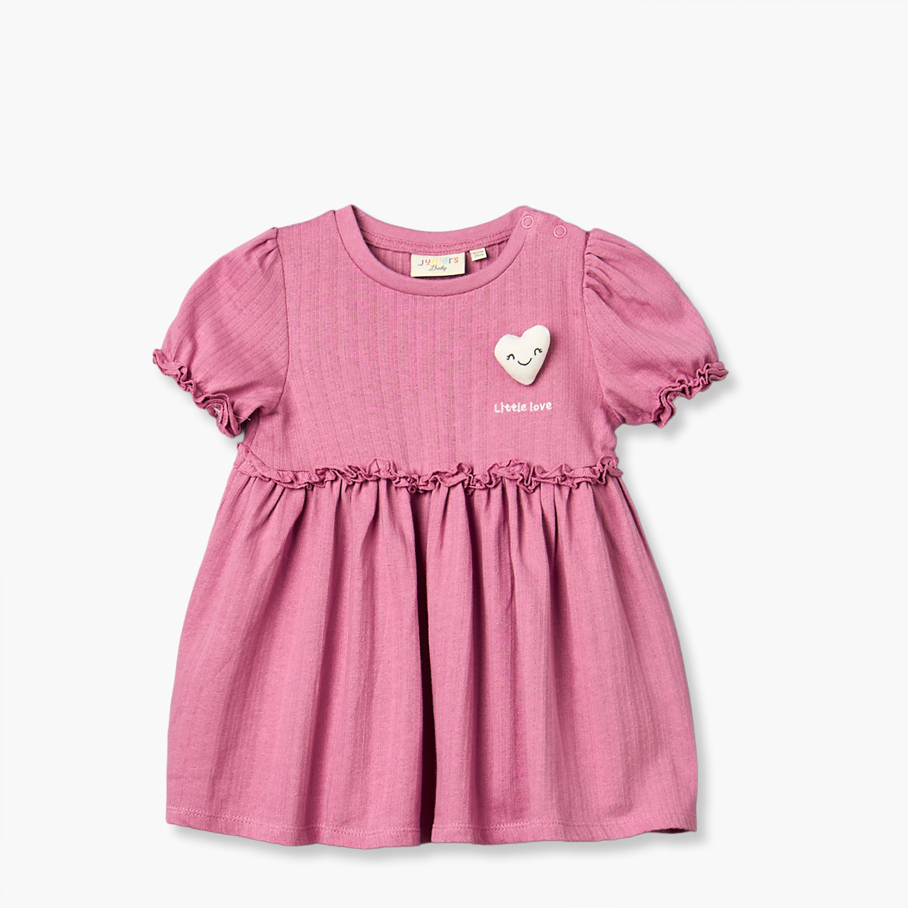 Pack of 2 Juniors Round Neck Short Sleeves Knee Length Dress with Ruffled Detail-baby-girls-clothing-dressesandjumpsuits-image-3