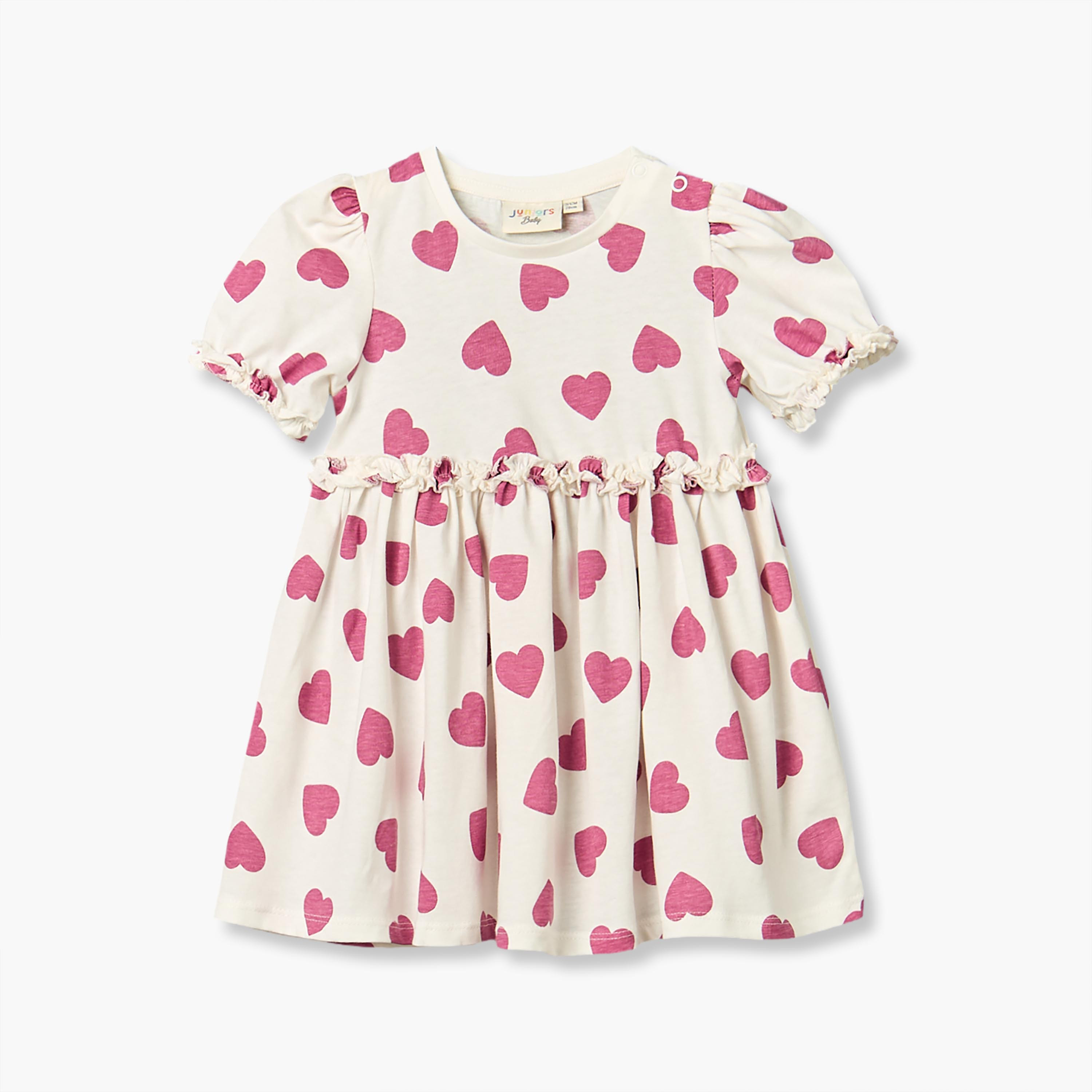 Pack of 2 Juniors Round Neck Short Sleeves Knee Length Dress with Ruffled Detail-baby-girls-clothing-dressesandjumpsuits-image-5