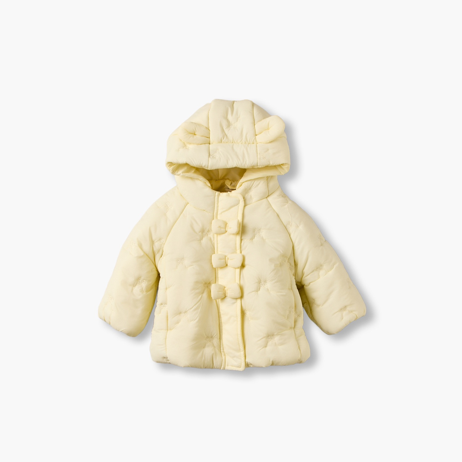 Juniors Hooded Puffer Jacket with Bow Embroidery-baby-girls-clothing-winterwear-jacketsandcoats-image-2