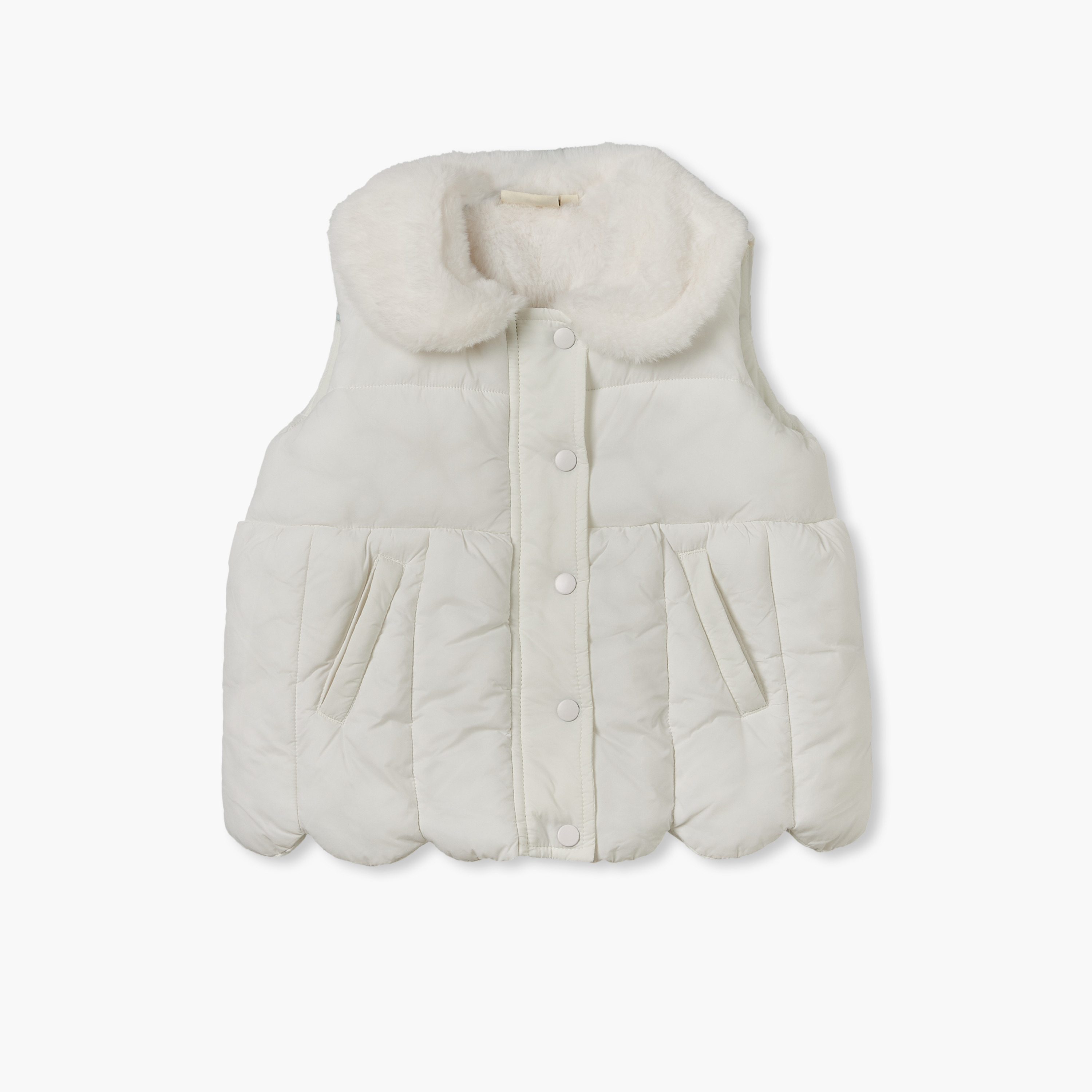 Juniors Quilted Gilet with Snap Button Closure-baby-girls-clothing-winterwear-jacketsandcoats-image-2