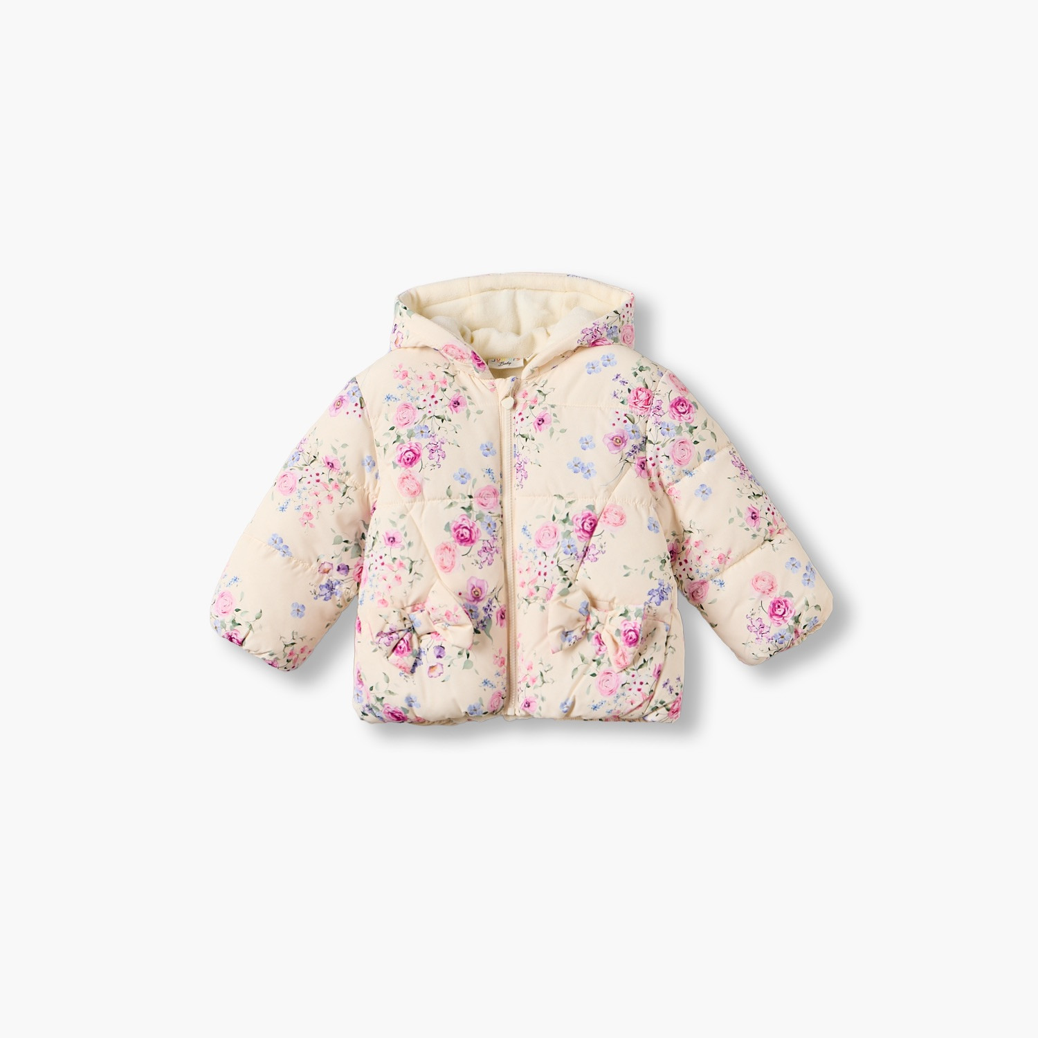 Juniors Hooded Puffer Jacket with Floral Print-baby-girls-clothing-winterwear-jacketsandcoats-image-2
