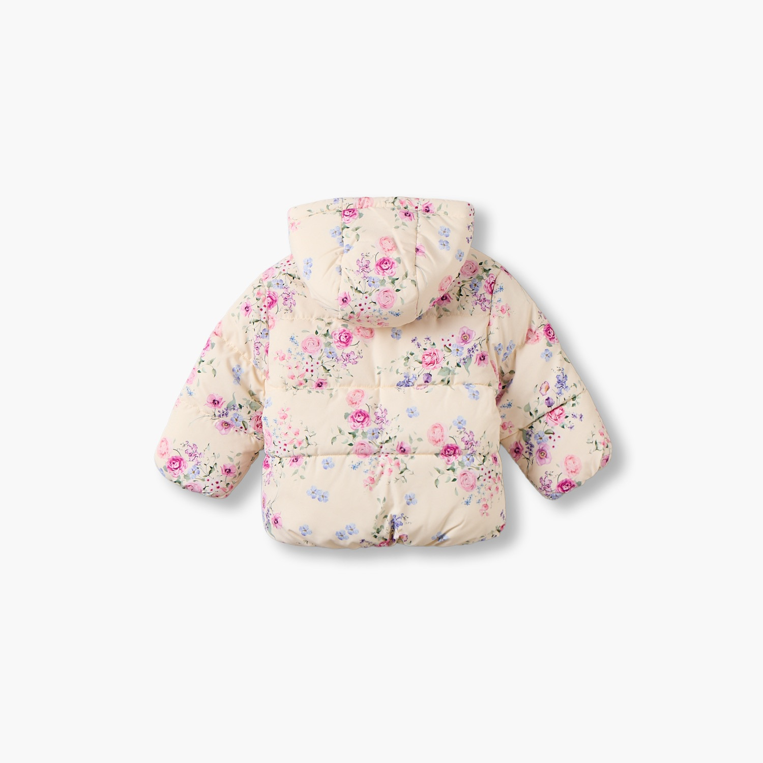 Juniors Hooded Puffer Jacket with Floral Print-baby-girls-clothing-winterwear-jacketsandcoats-image-3
