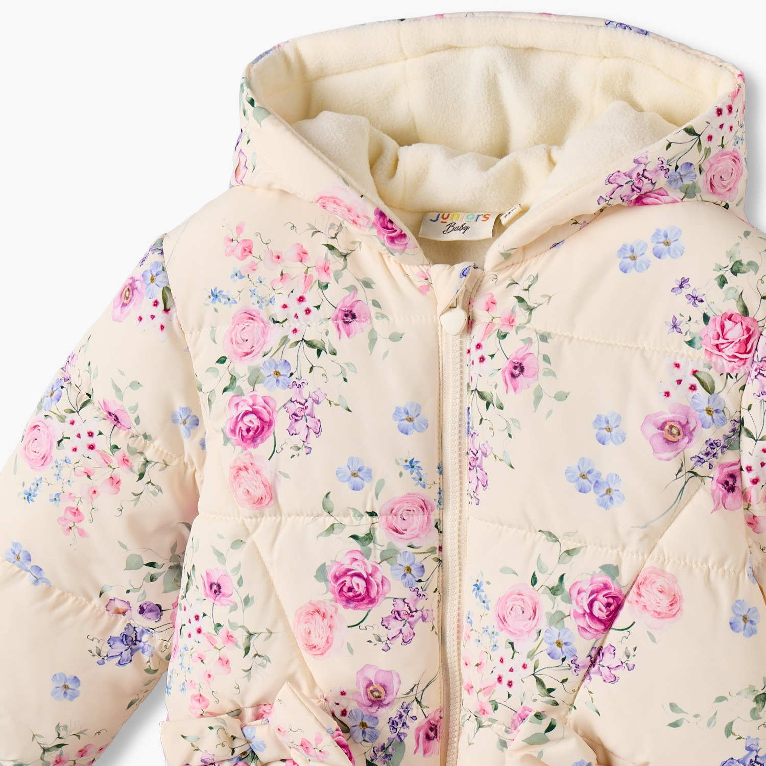 Juniors Hooded Puffer Jacket with Floral Print-baby-girls-clothing-winterwear-jacketsandcoats-image-4