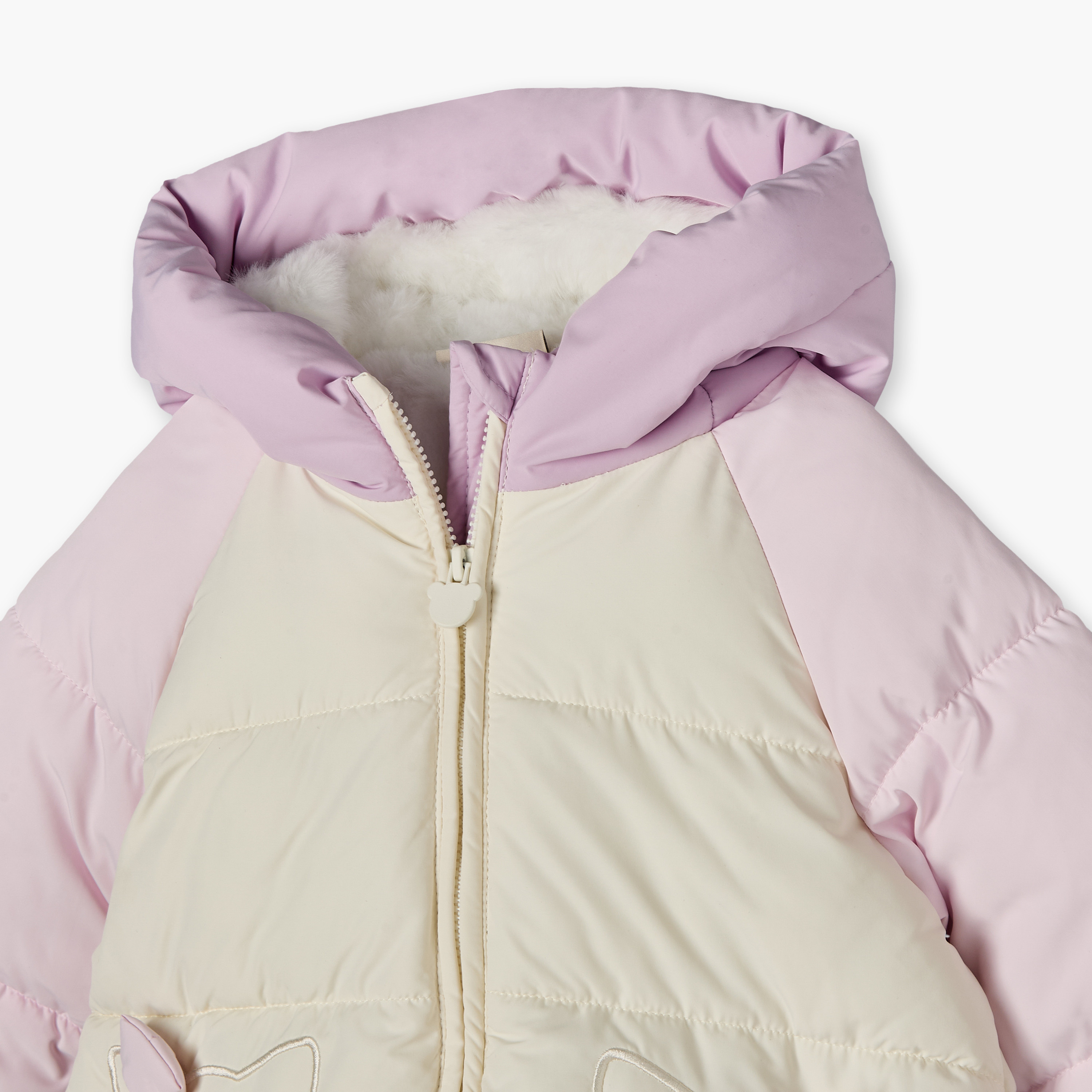 جاكيت نفخ بقبعة وزينة قطة وسحاب إغلاق من جونيورز-baby-girls-clothing-winterwear-jacketsandcoats-image-5