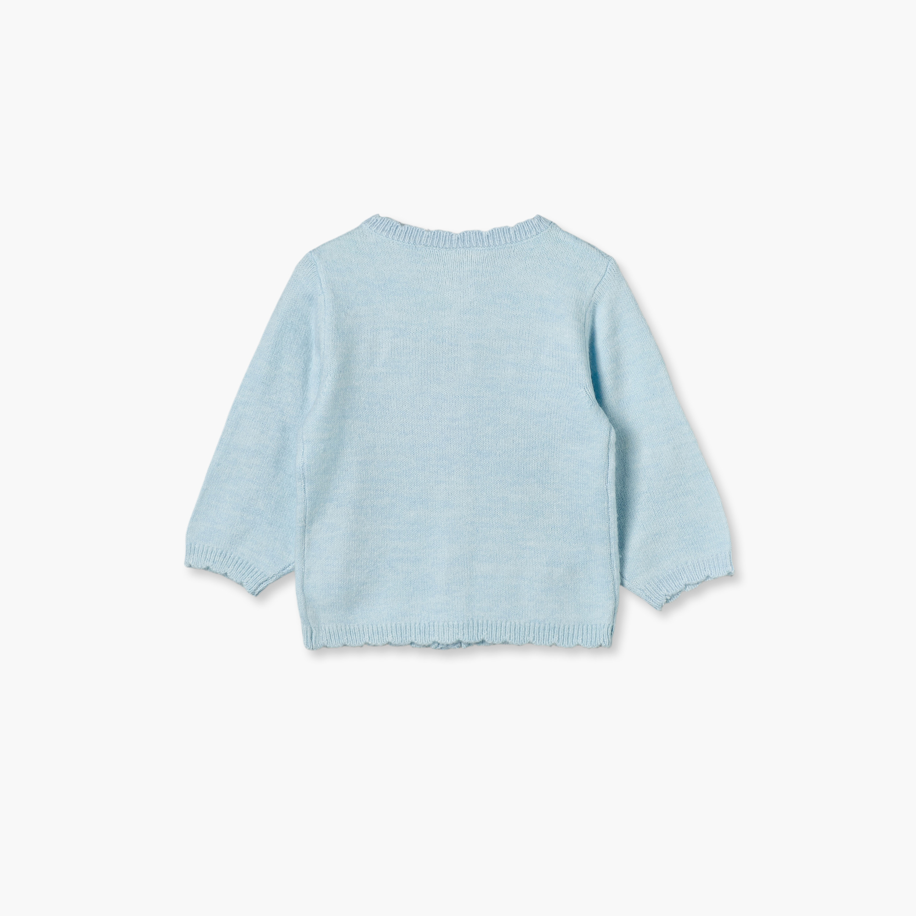Juniors Crew Neck Cardigan with Floral Crochet Detail-baby-girls-clothing-jumpersandcardigans-image-3