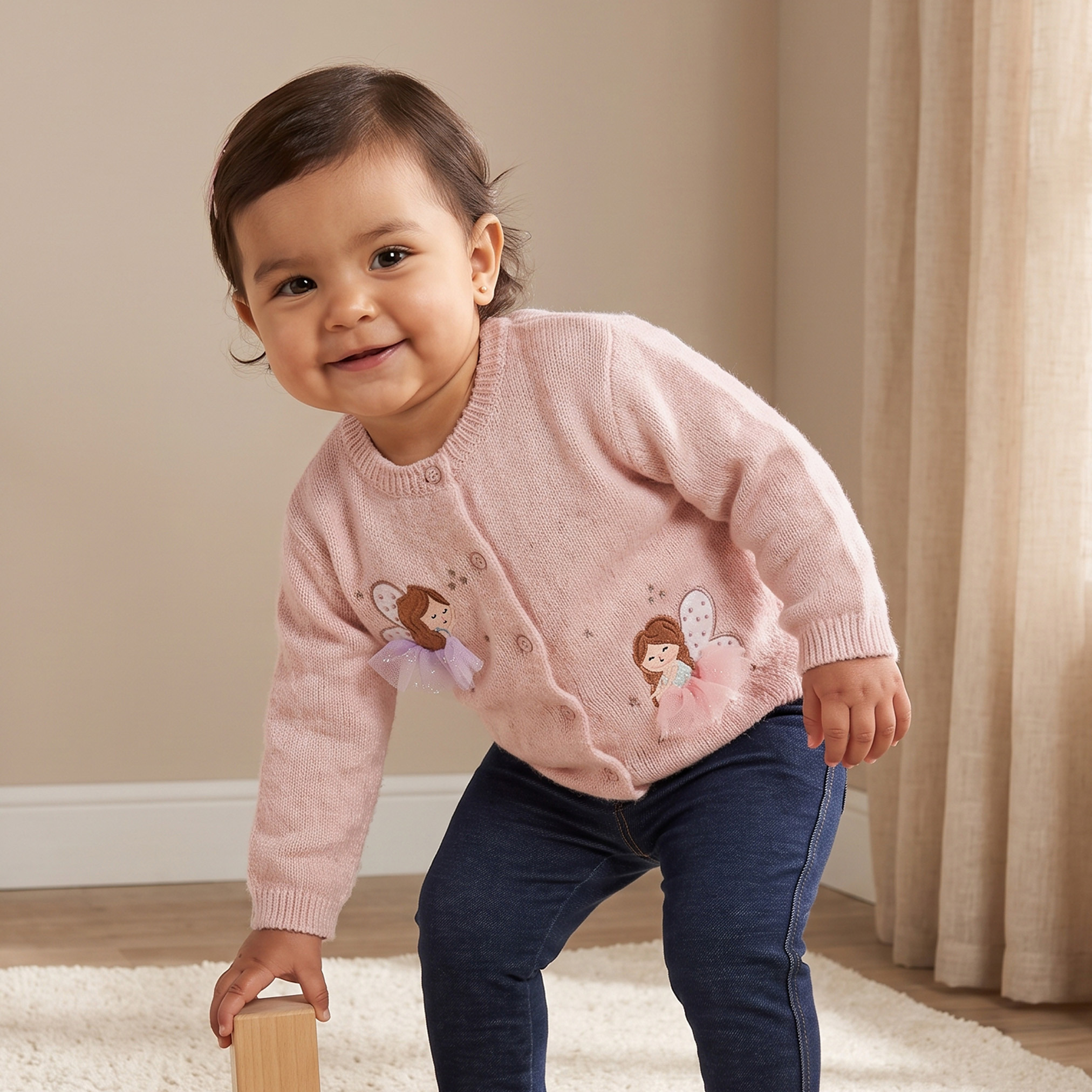 Juniors Fairy Embellished Cardigan with Long Sleeves-baby-girls-clothing-winterwear-sweatshirts-image-1