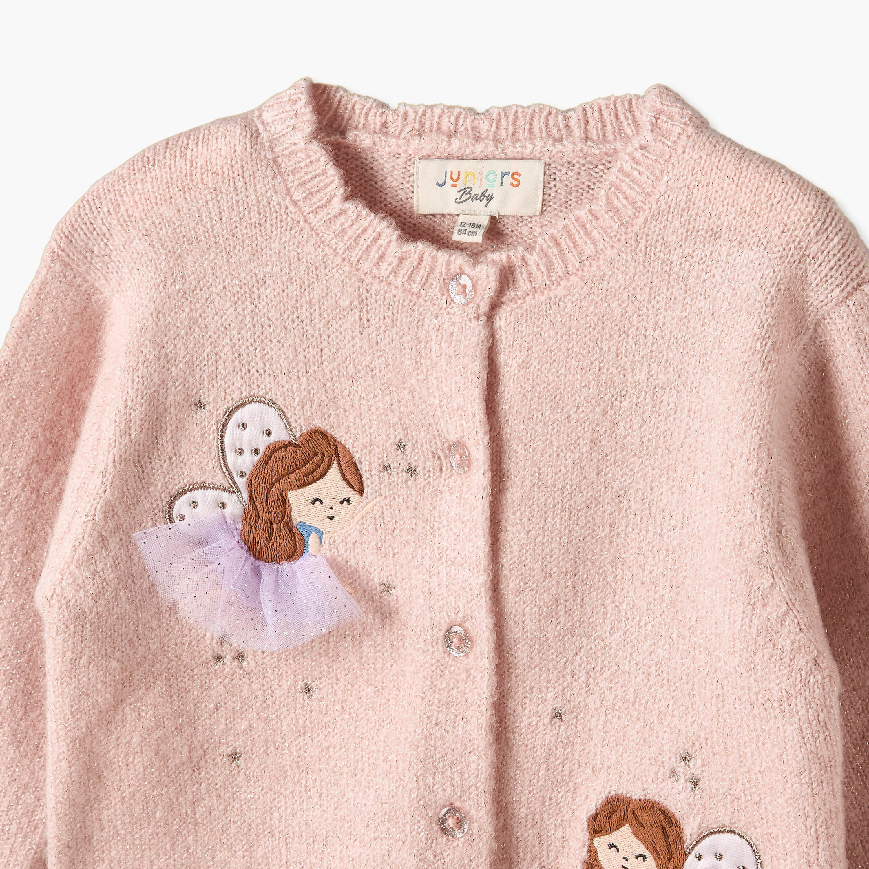 Juniors Fairy Embellished Cardigan with Long Sleeves-baby-girls-clothing-winterwear-sweatshirts-image-4