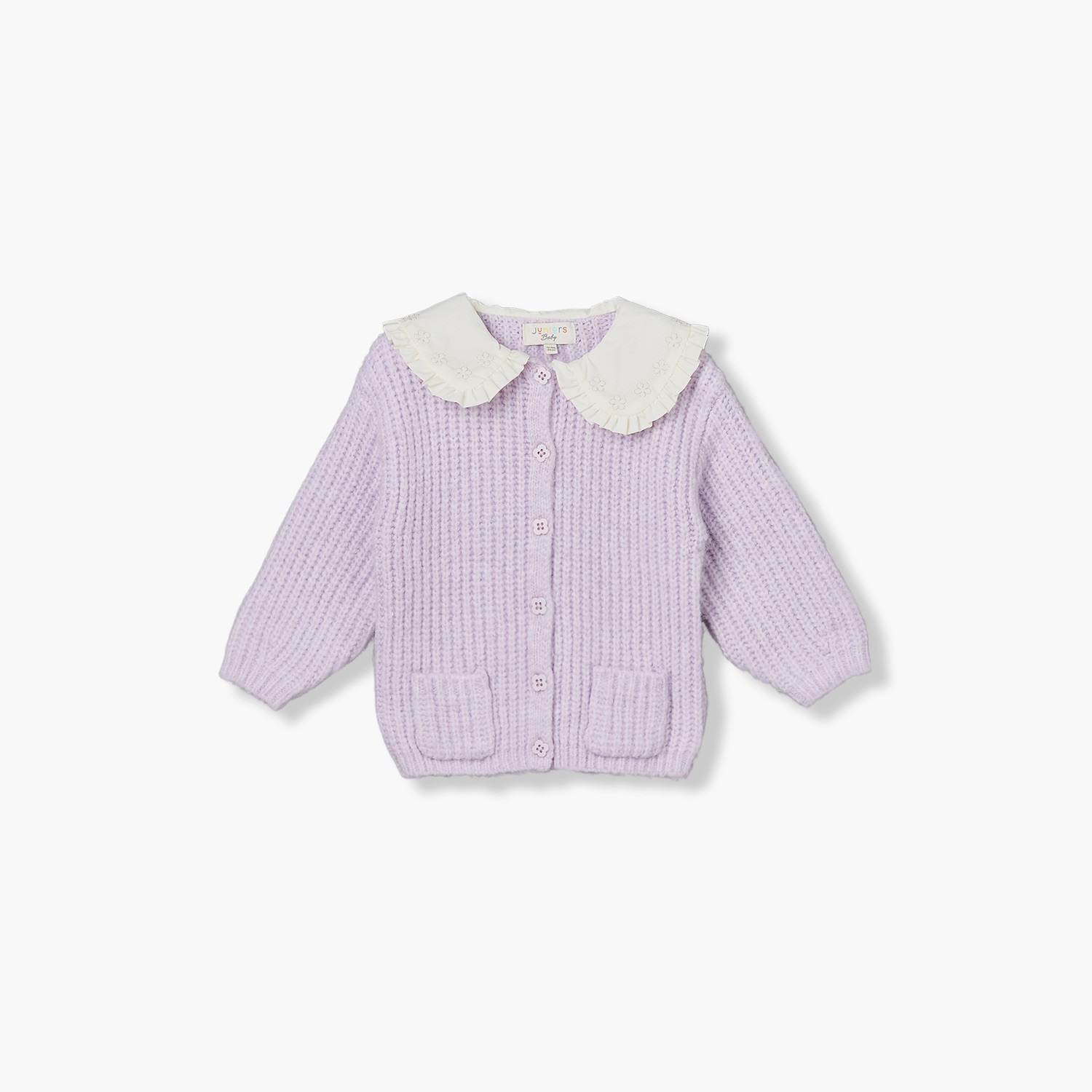 Juniors Peter Pan Collar Cardigan with Textured Design-baby-girls-clothing-jumpersandcardigans-image-2