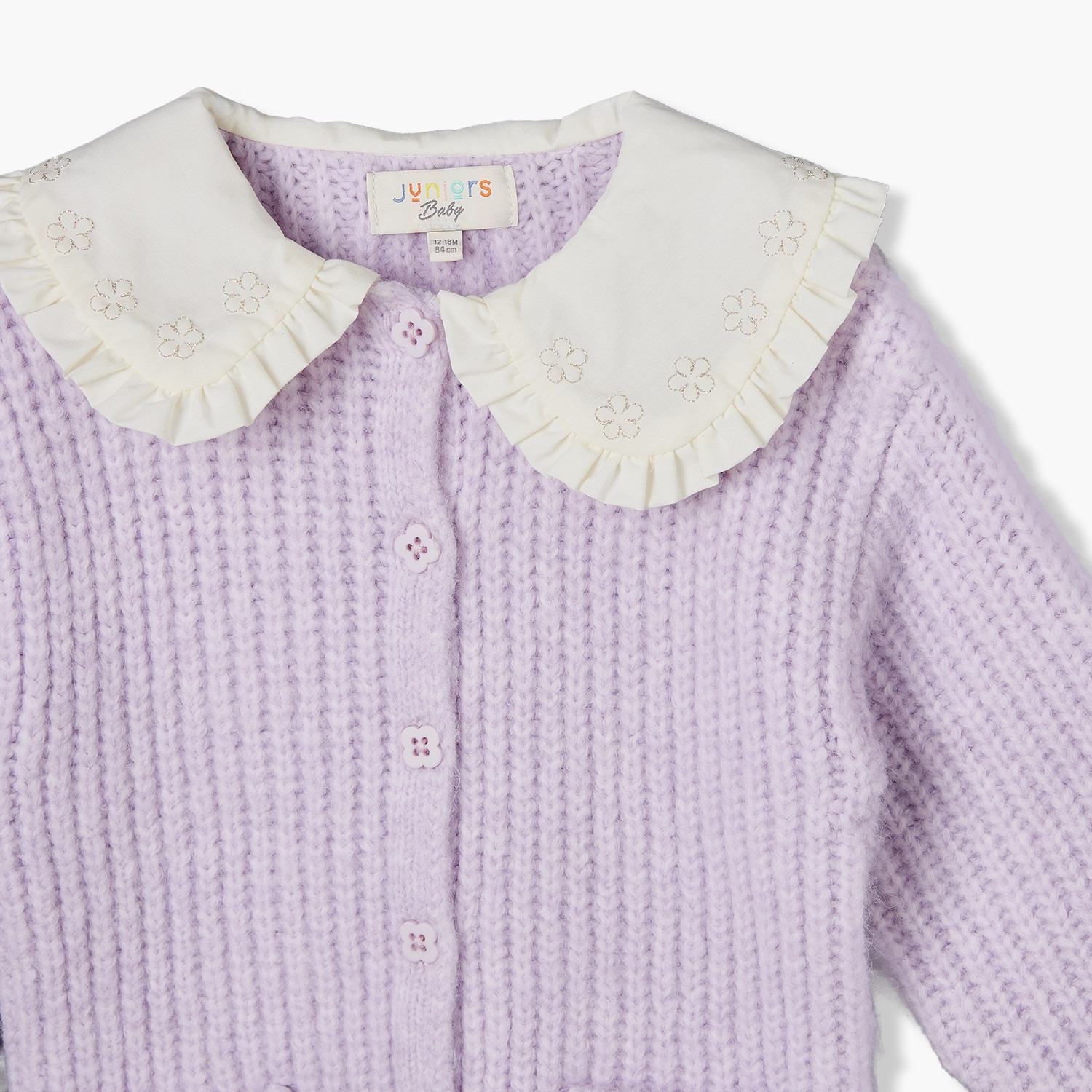 Juniors Peter Pan Collar Cardigan with Textured Design-baby-girls-clothing-jumpersandcardigans-image-4
