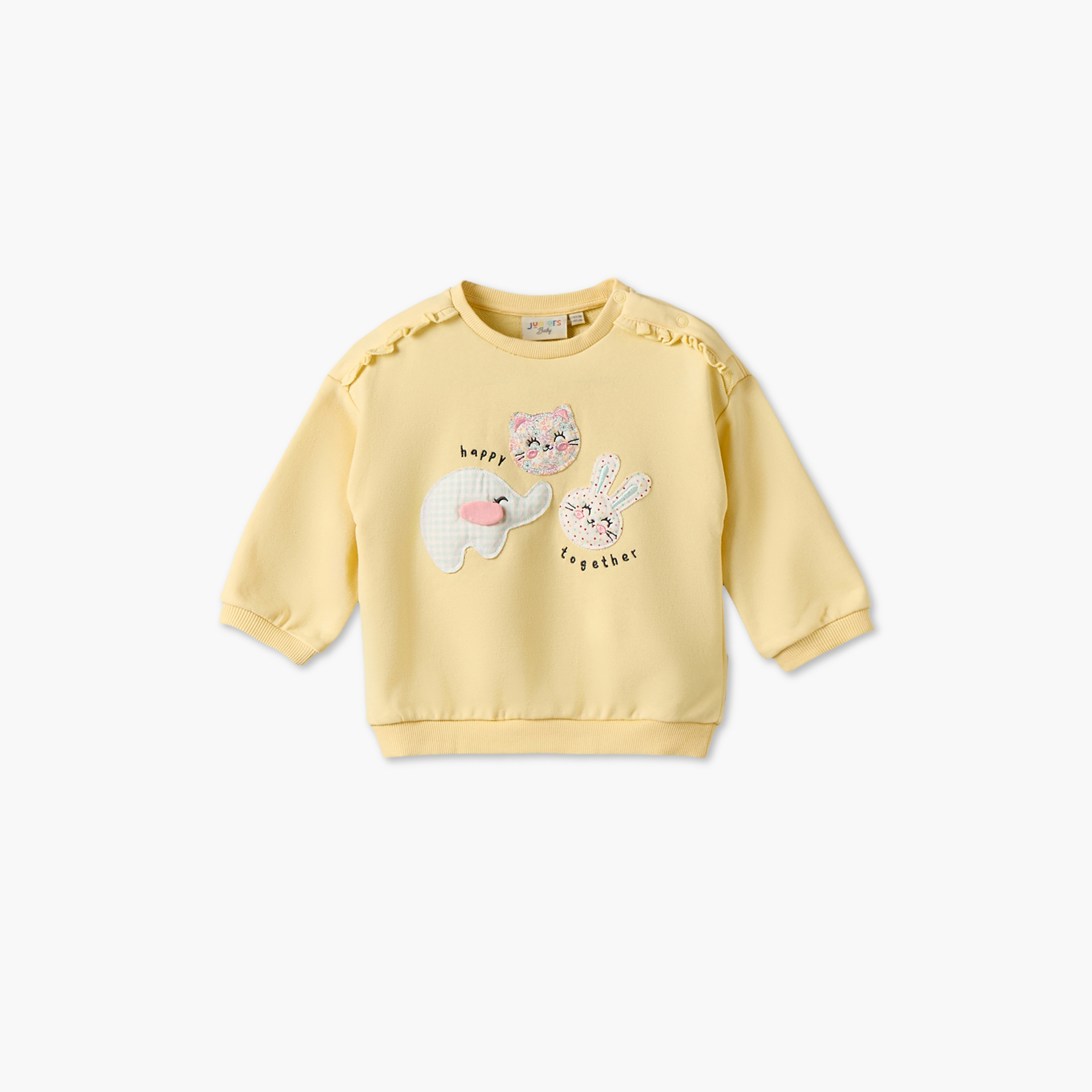 Juniors Applique Design Sweatshirt with Long Sleeves-baby-girls-clothing-sweatshirts-image-1