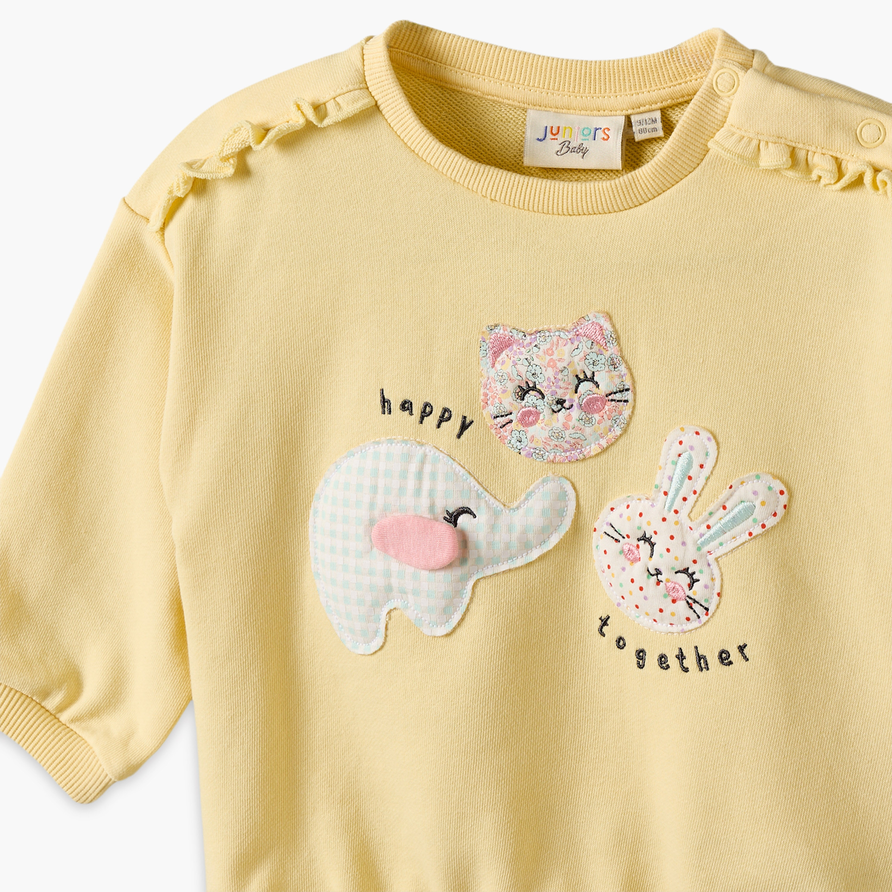 Juniors Applique Design Sweatshirt with Long Sleeves-baby-girls-clothing-sweatshirts-image-3