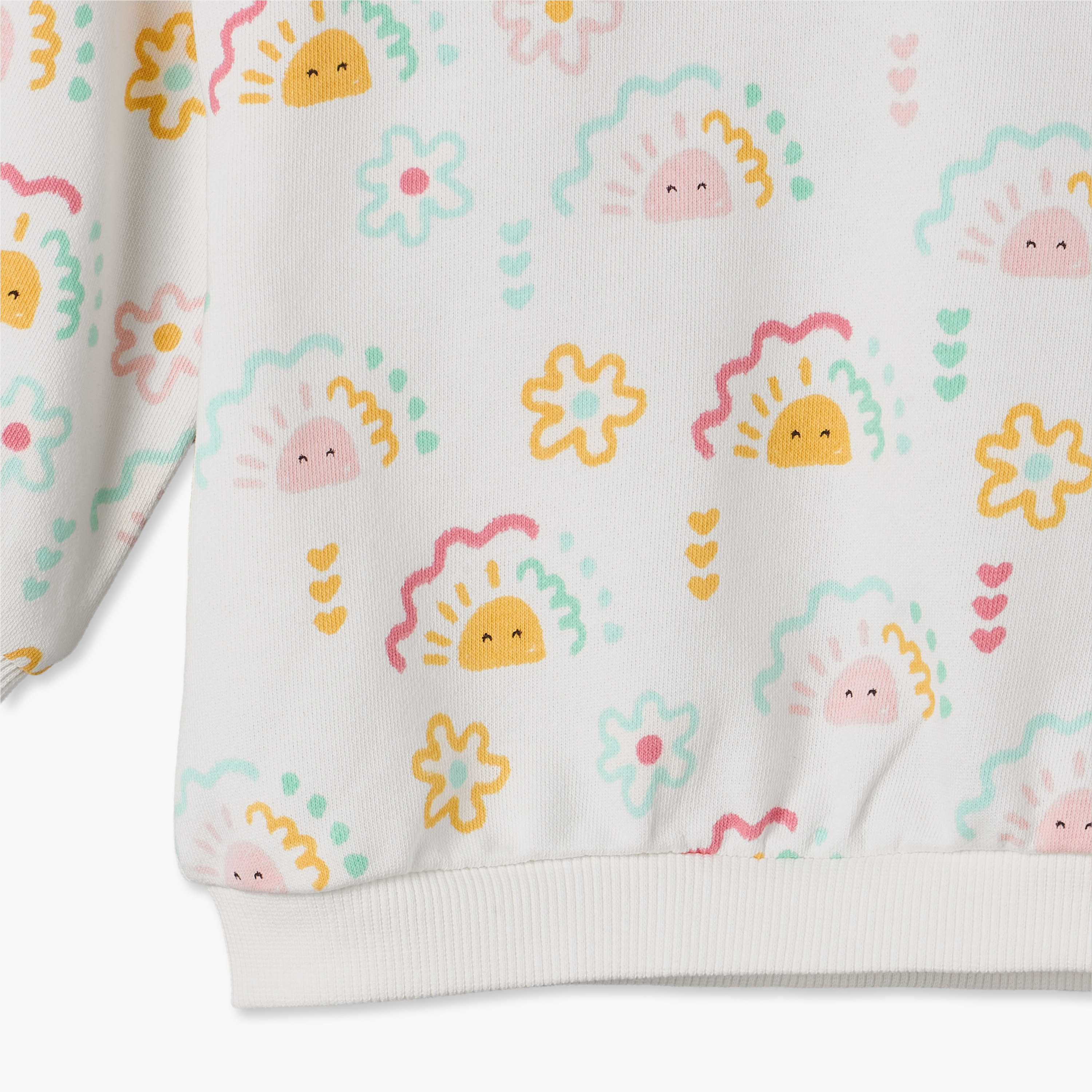 Juniors Sun Print Sweatshirt with Long Sleeves-baby-girls-clothing-winterwear-sweatshirts-image-4