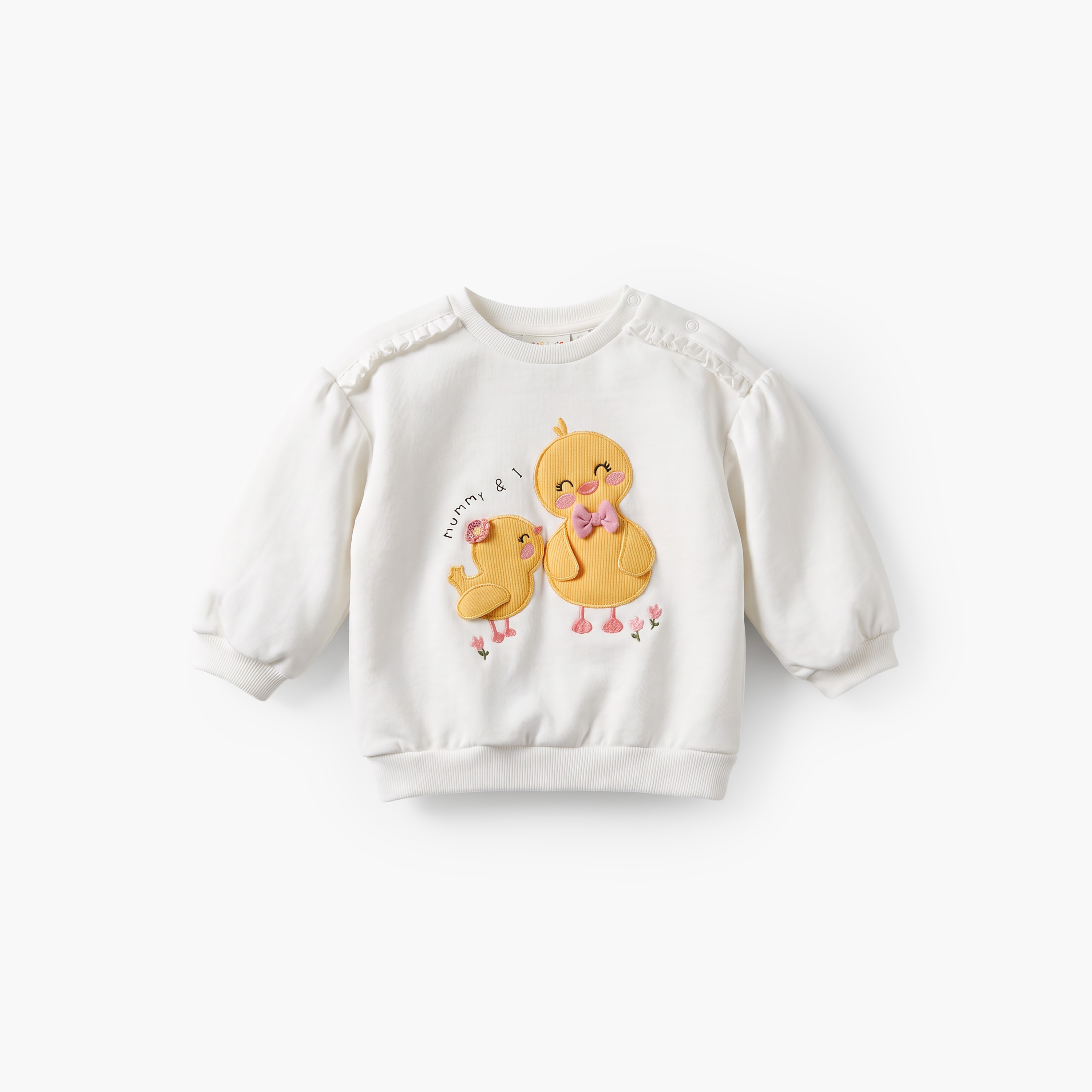 Juniors Chick Applique Sweatshirt with Long Sleeves-baby-girls-clothing-sweatshirts-image-1