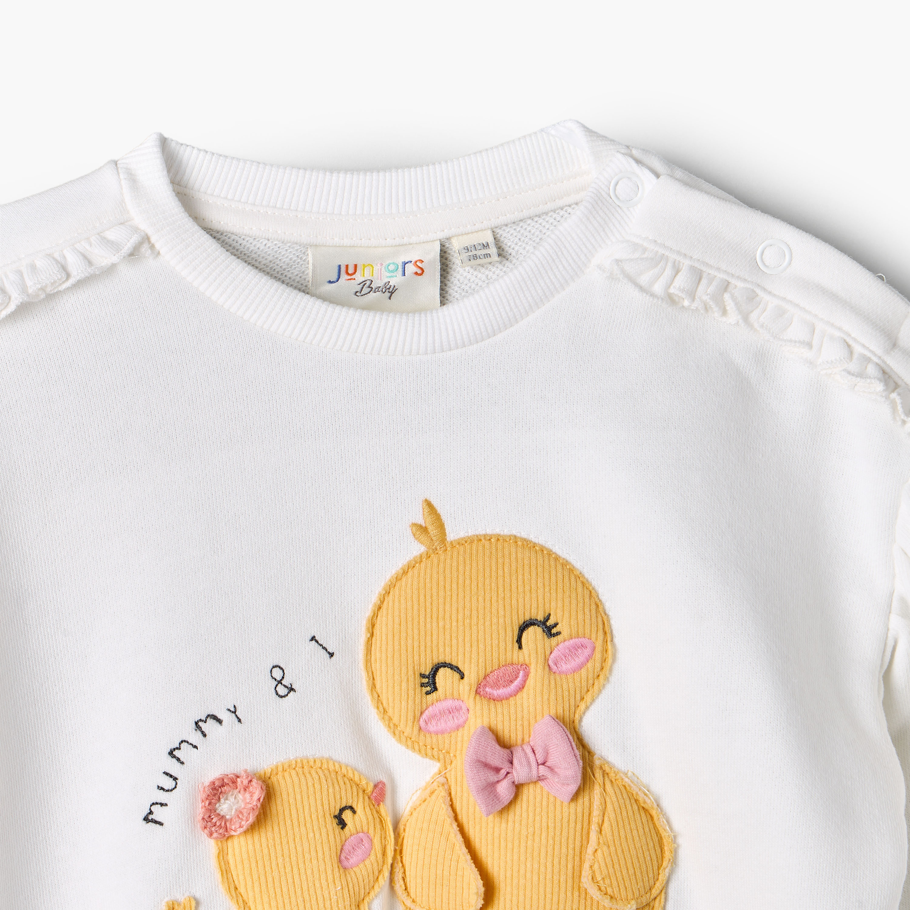 Juniors Chick Applique Sweatshirt with Long Sleeves-baby-girls-clothing-sweatshirts-image-3