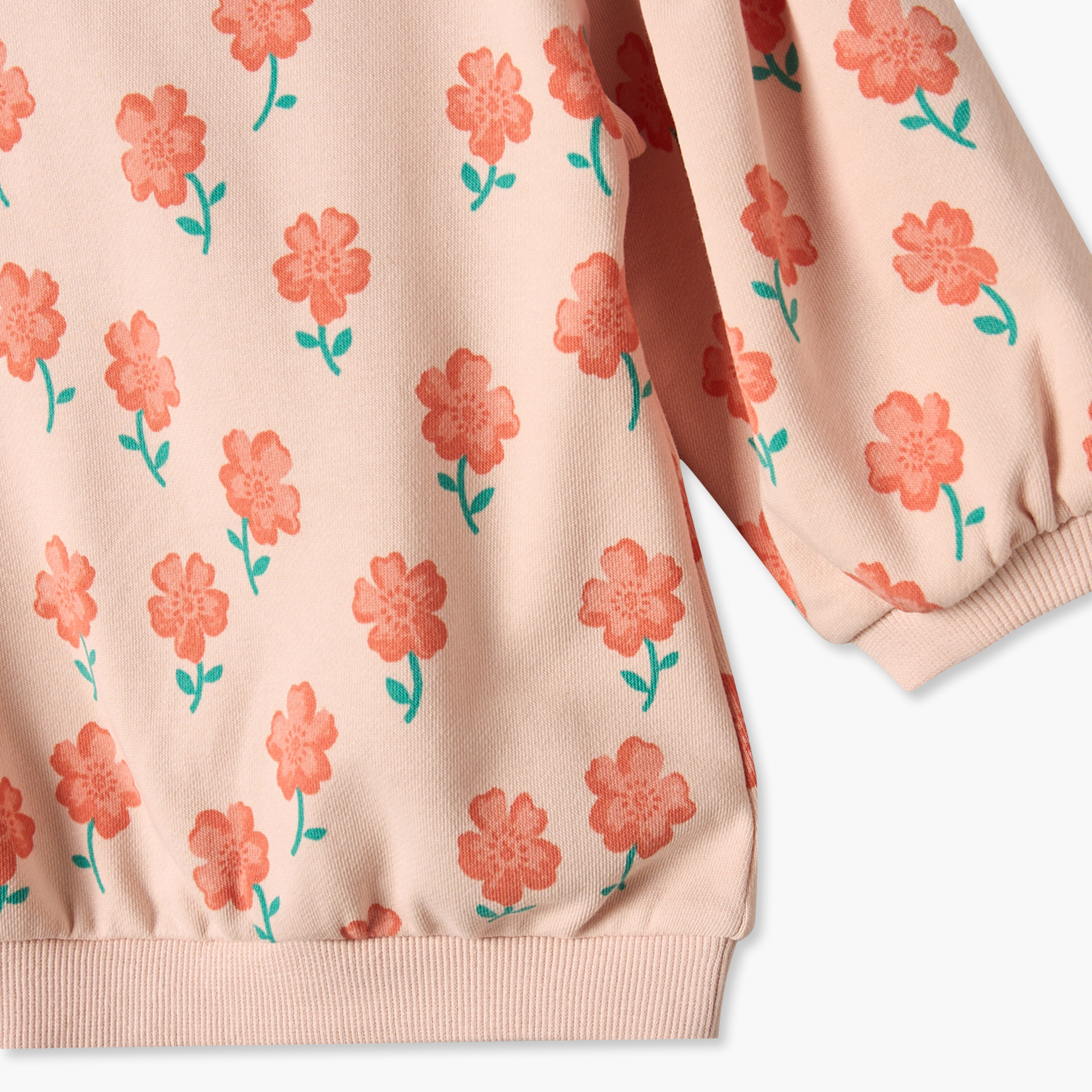 Juniors Cotton Floral Print Sweatshirt with Long Sleeves-baby-girls-clothing-winterwear-sweatshirts-image-4