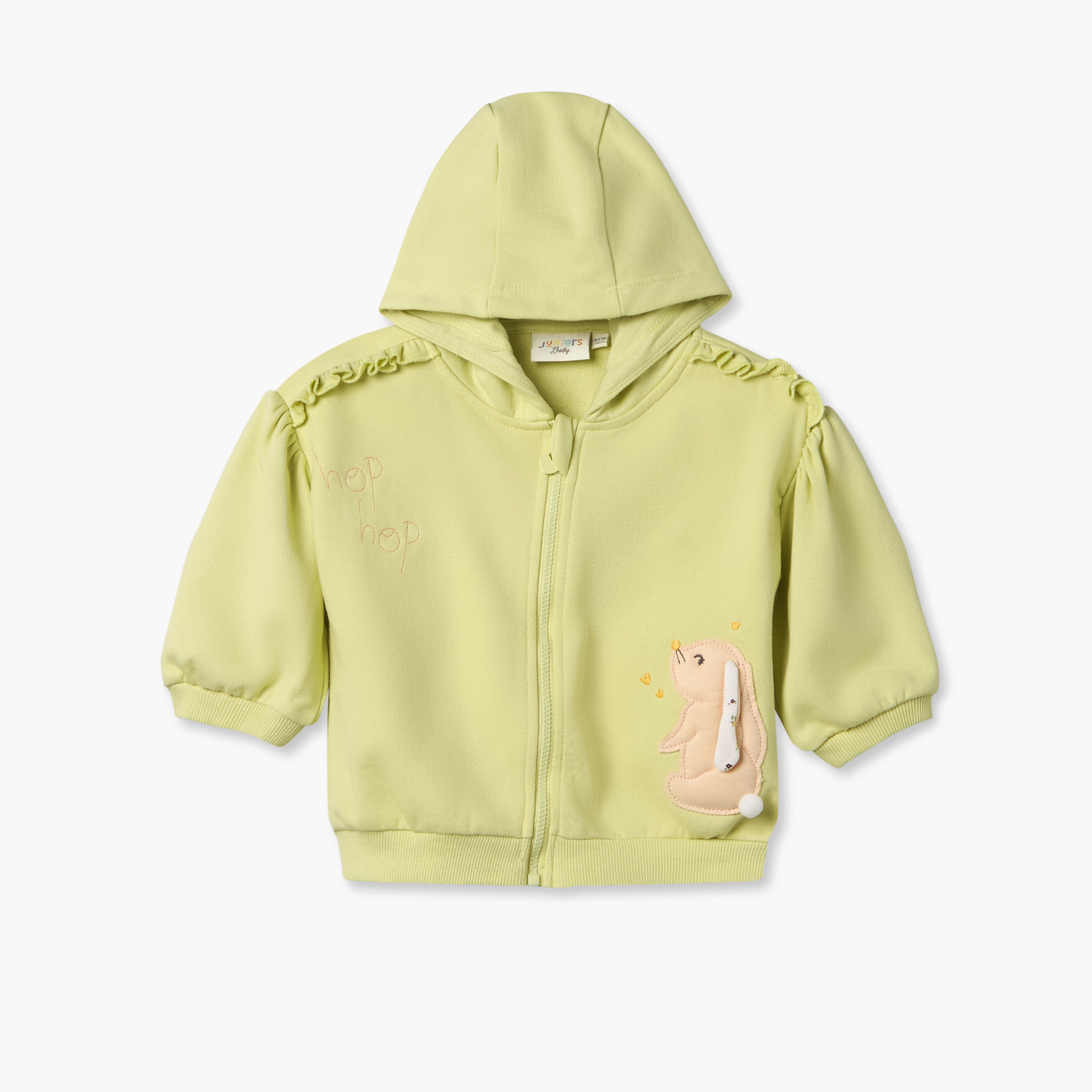 Juniors Ruffled Hooded Sweatshirt with Long Sleeves-baby-girls-clothing-winterwear-sweatshirts-image-1