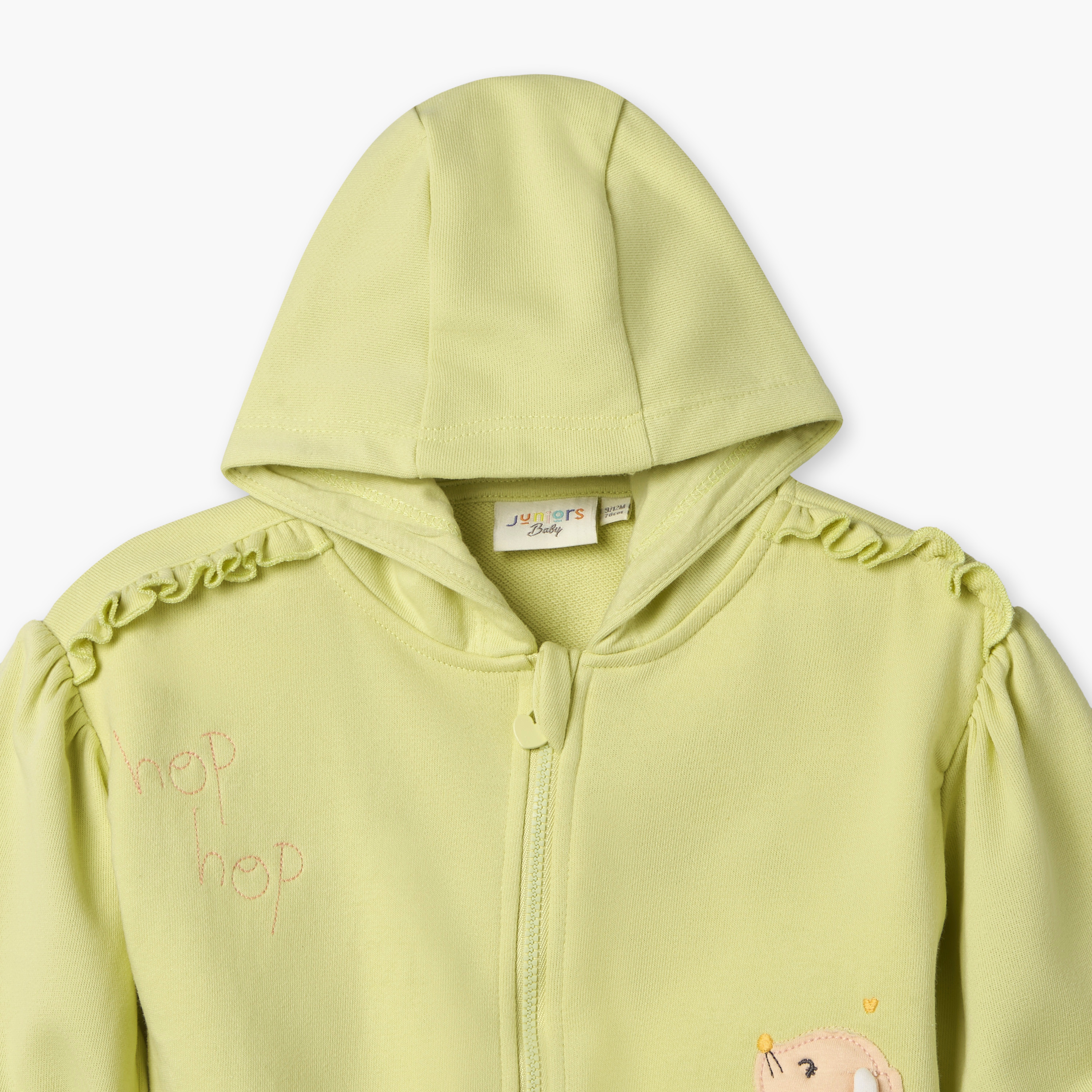 Juniors Ruffled Hooded Sweatshirt with Long Sleeves-baby-girls-clothing-winterwear-sweatshirts-image-4